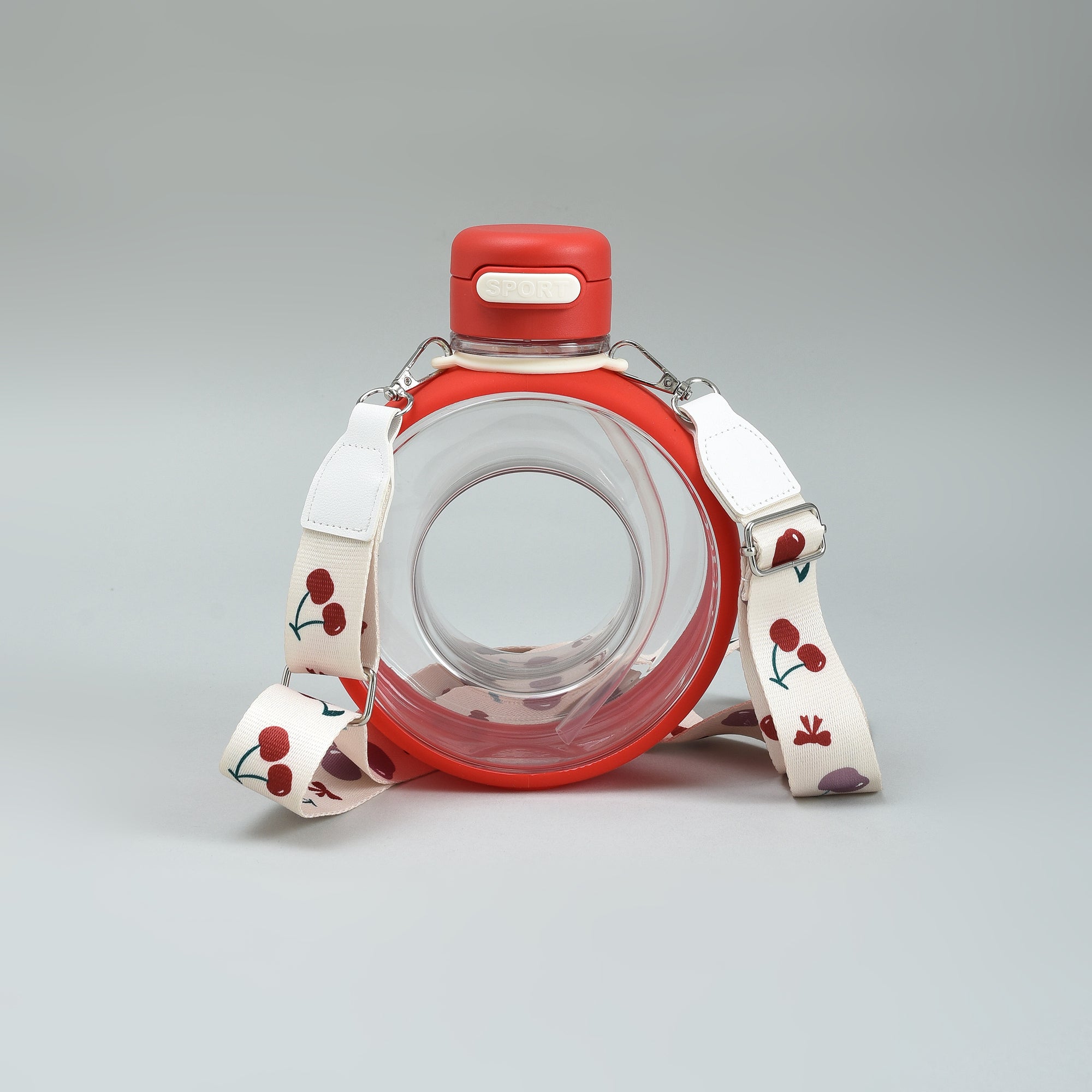 Mumuso Cherry Donut-Shaped Water Bottle- Red/700 ml