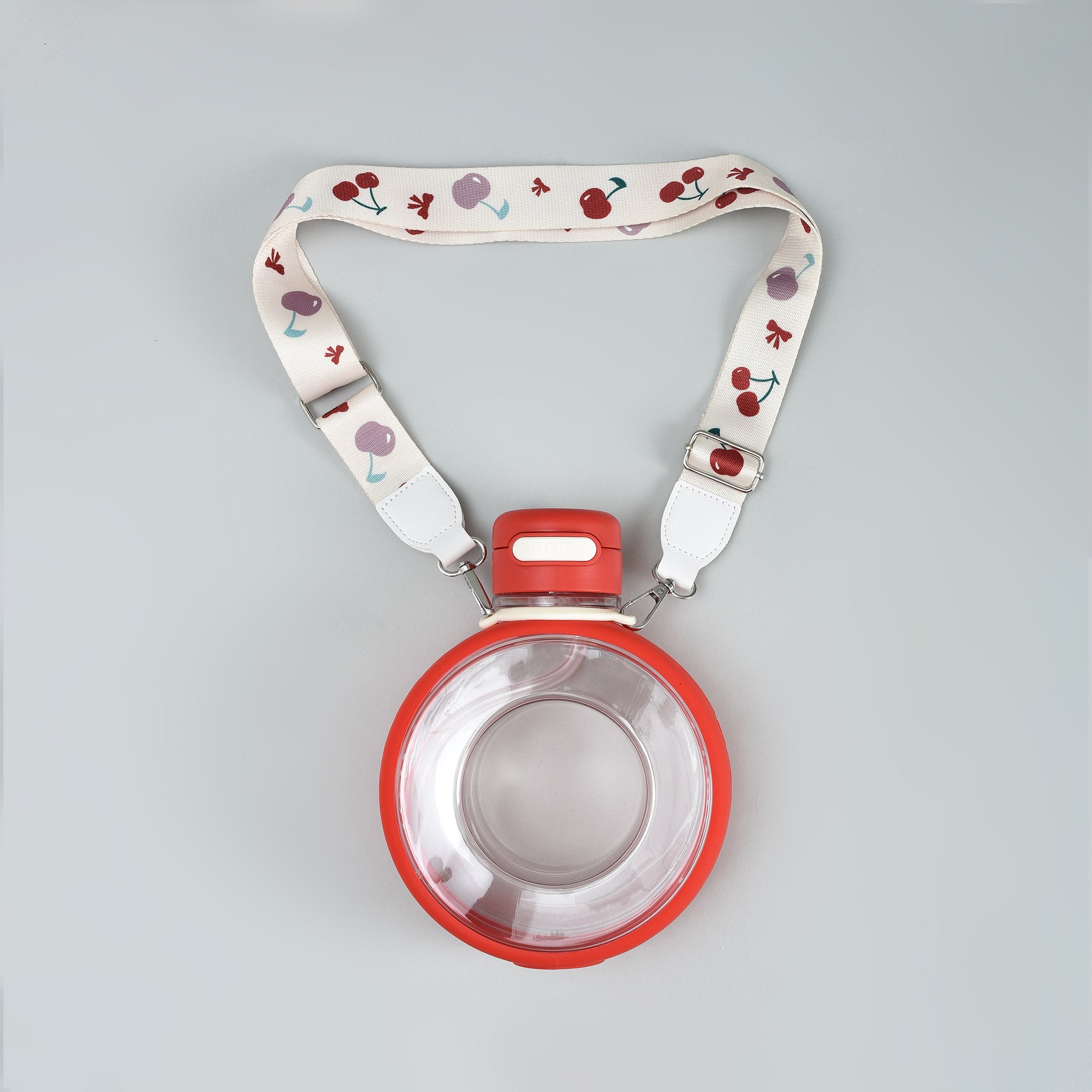 Mumuso Cherry Donut-Shaped Water Bottle- Red/700 ml