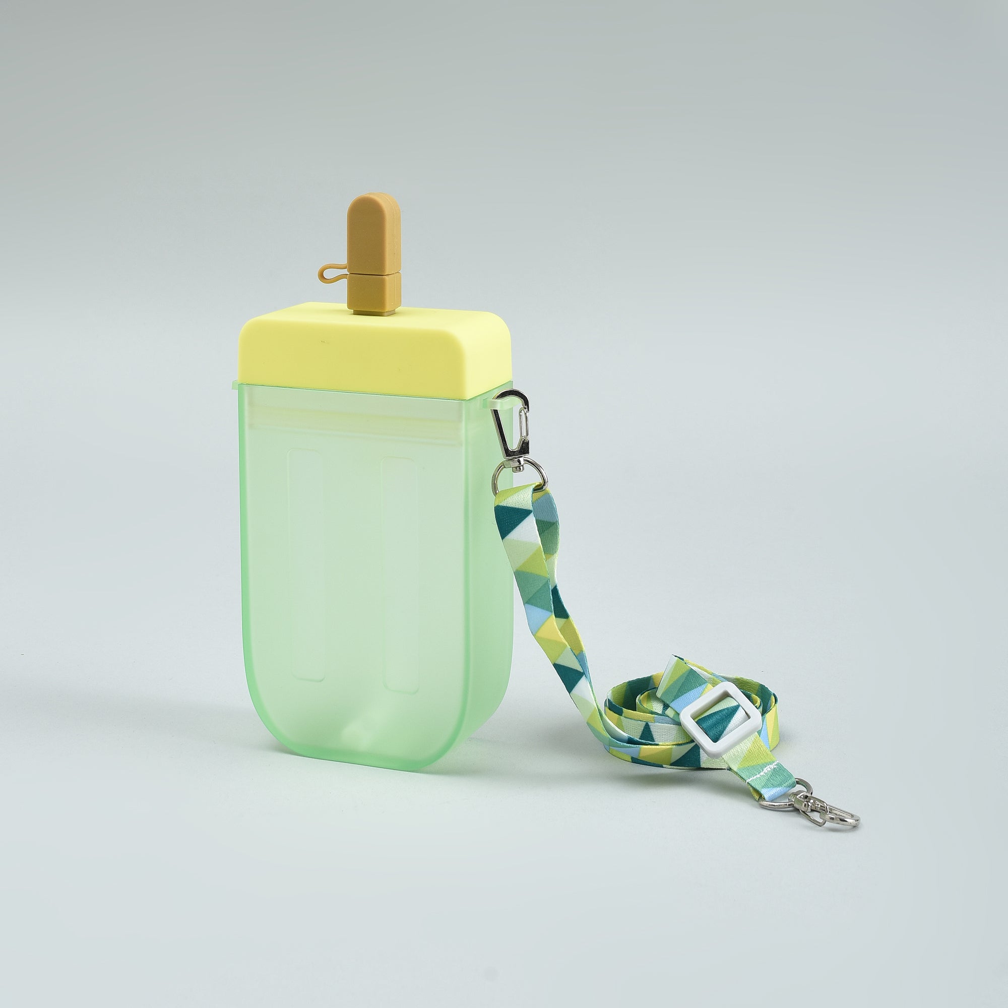 Portable Popsicle Shaped Bottle with Straw- 300ml/Green