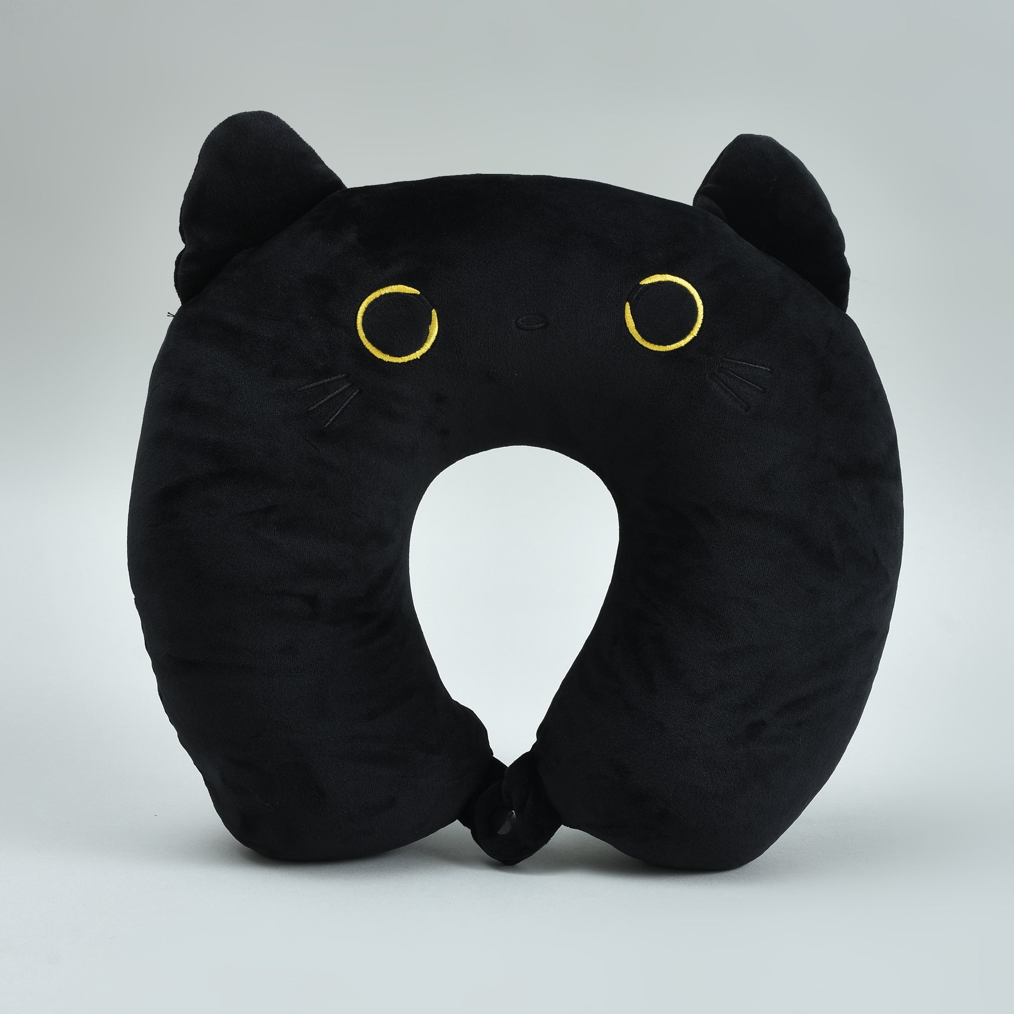 Cool Cat 2-in-1 Neck Pillow That Turns Into a Plush Cat- Black