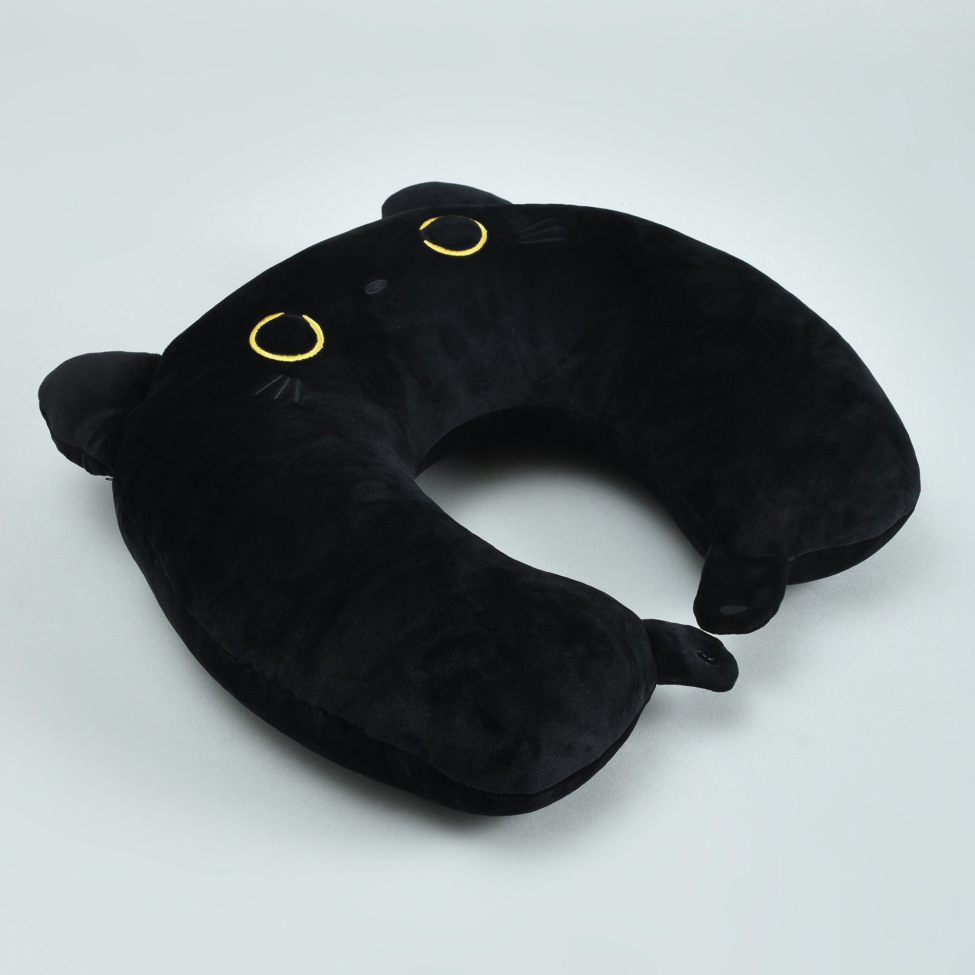 Cool Cat 2-in-1 Neck Pillow That Turns Into a Plush Cat- Black