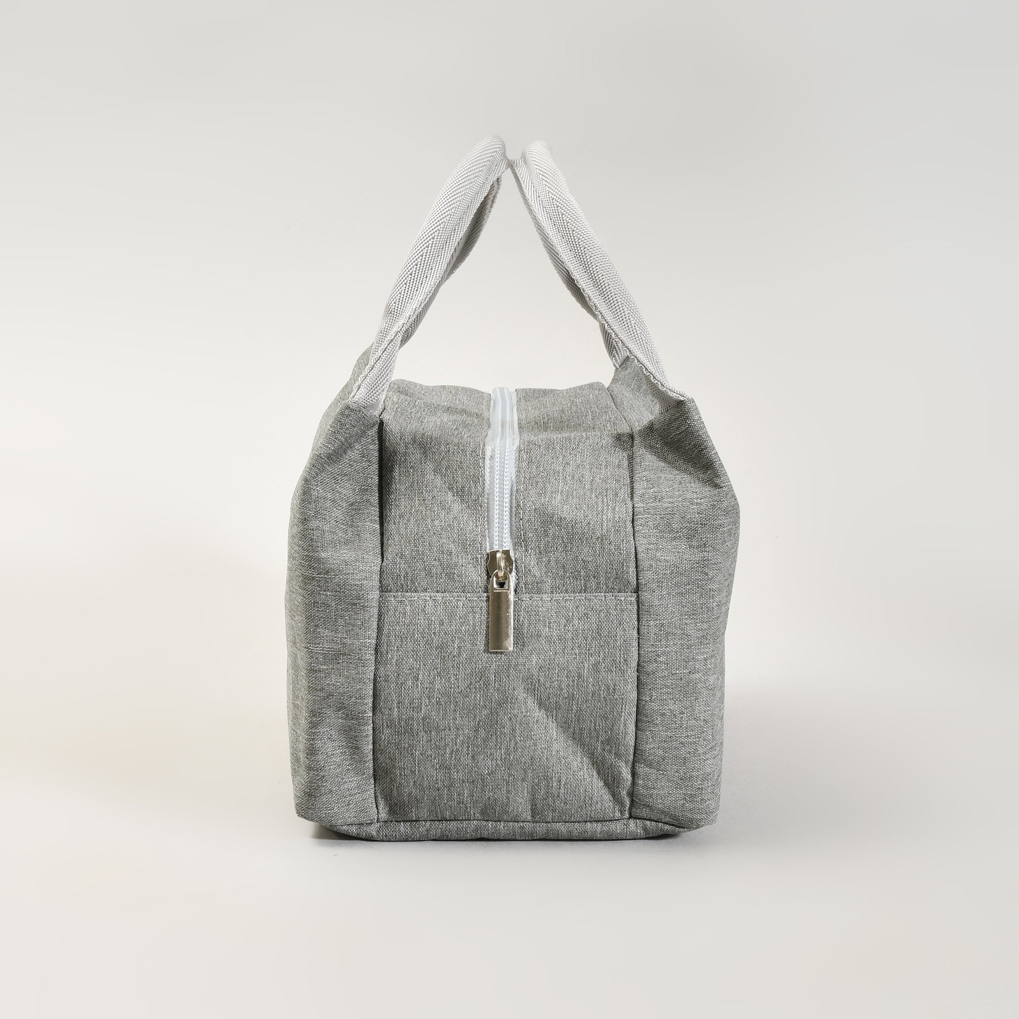 Portable Insulated Fabric Lunch Bag- Grey