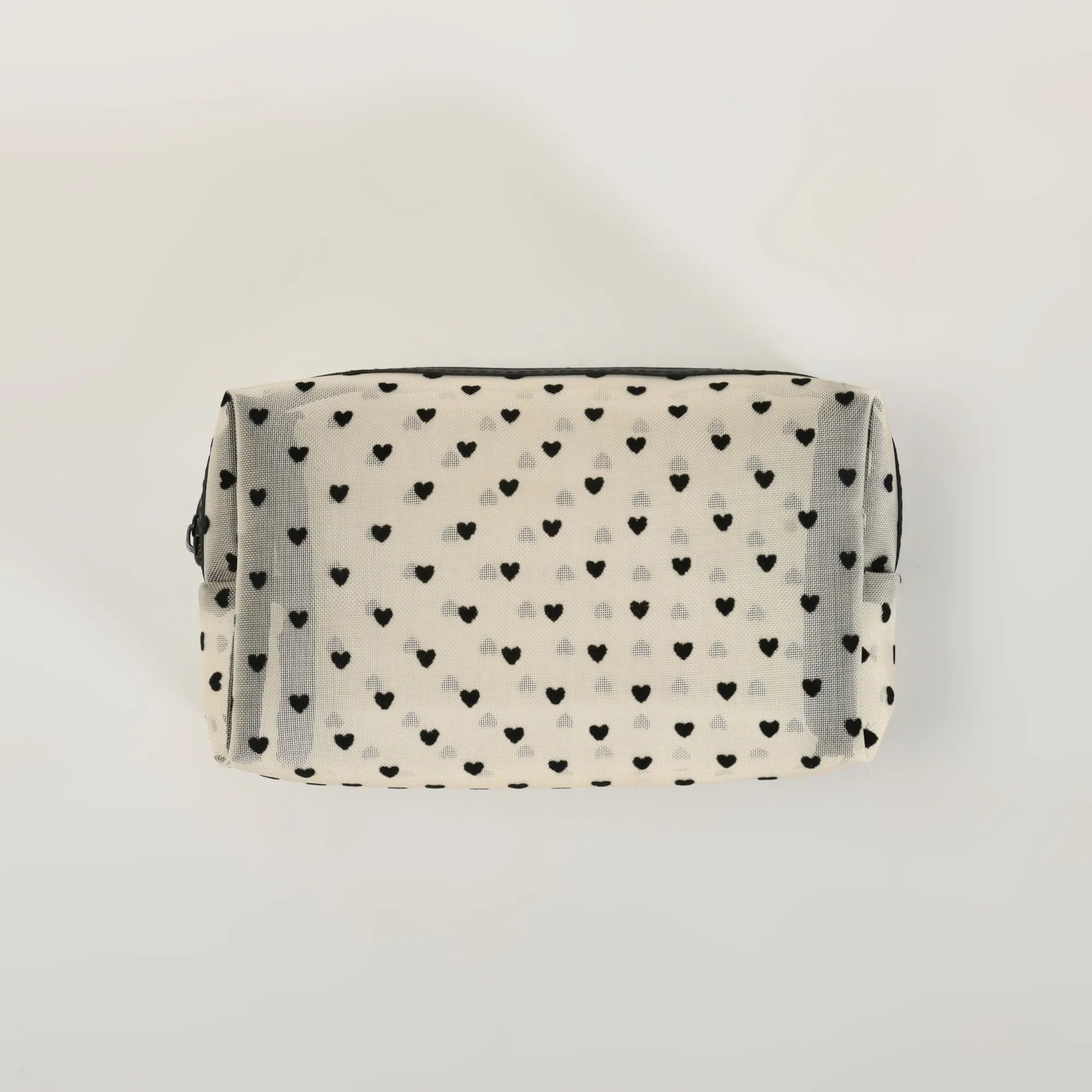 Mumuso Cuboid Cosmetic Bag/ Make up Pouch – Heart/Khaki