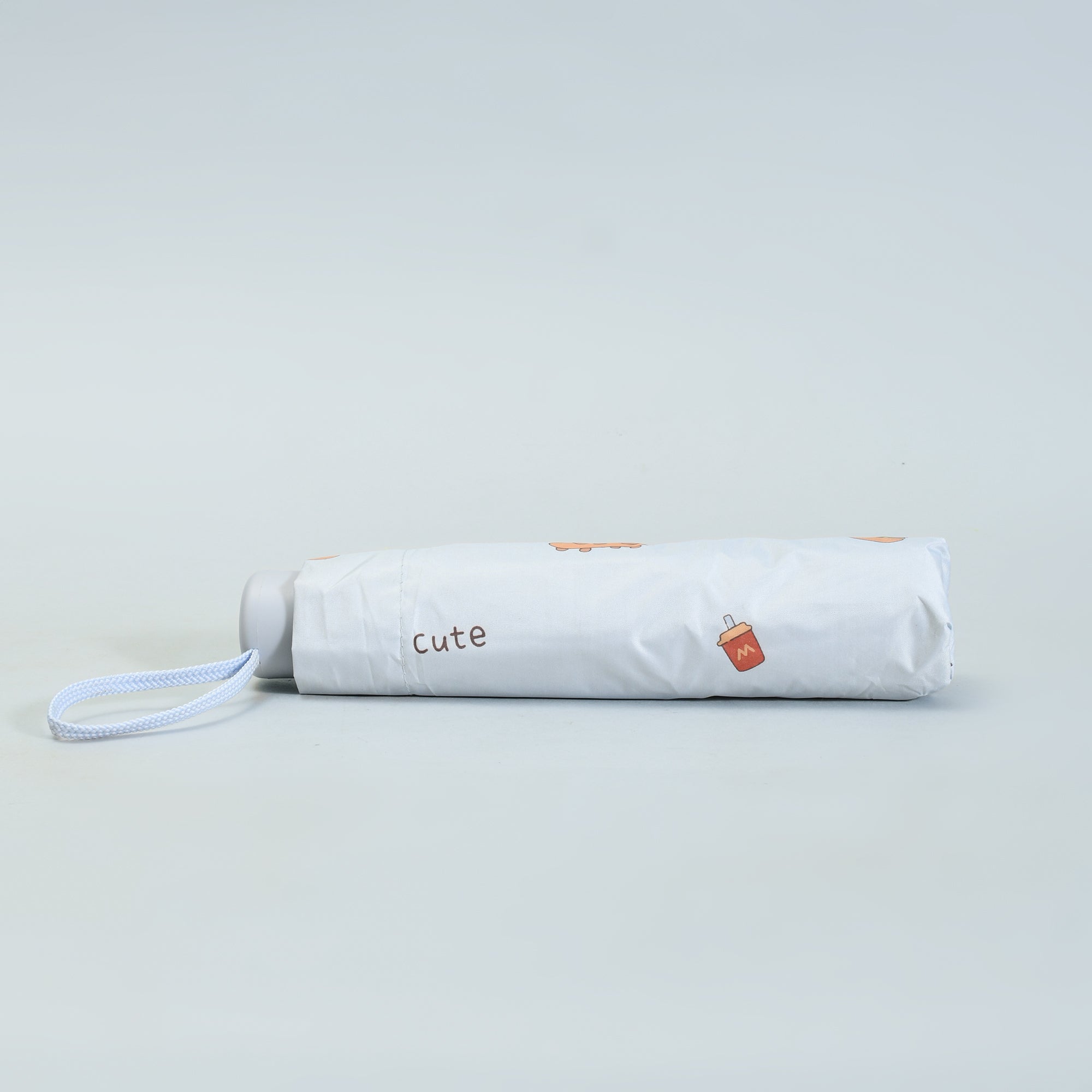 Capybara & Hamburger Tri-Fold Sun Umbrella - Light BLUE