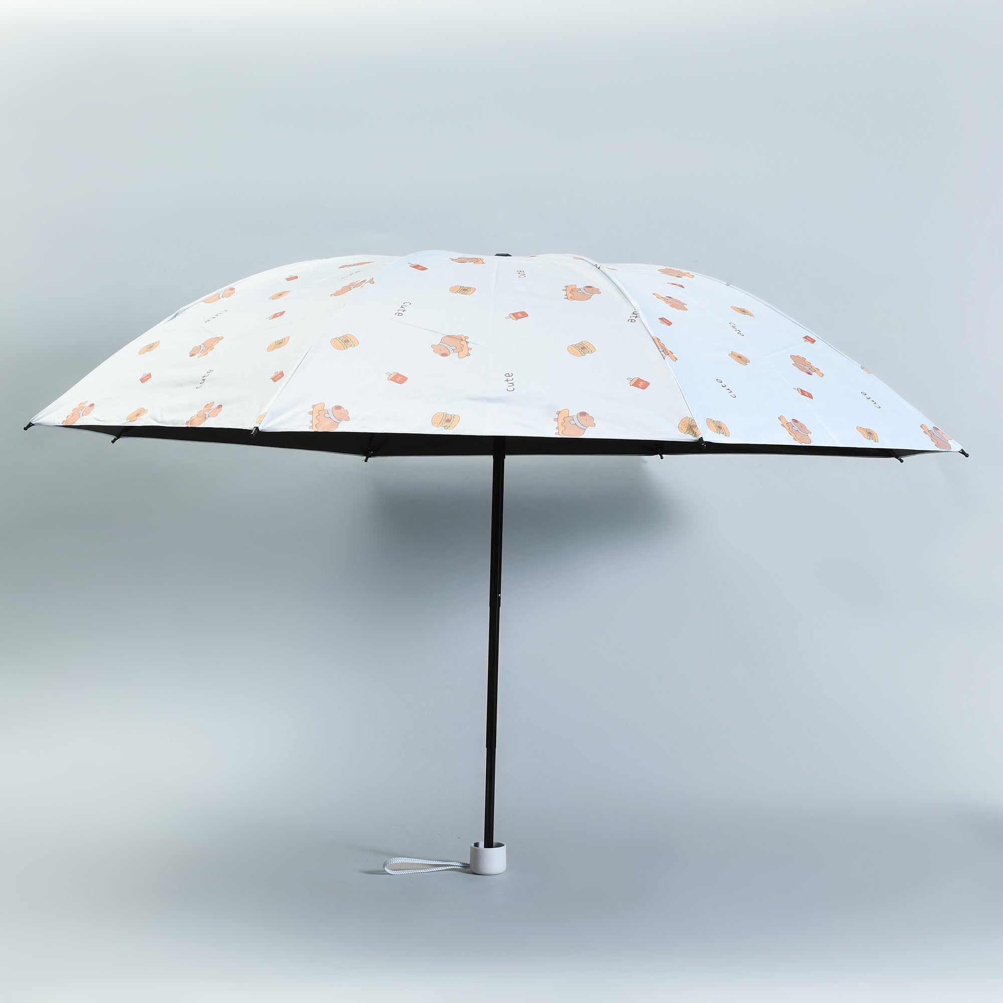 Capybara & Hamburger Tri-Fold Sun Umbrella - Light BLUE