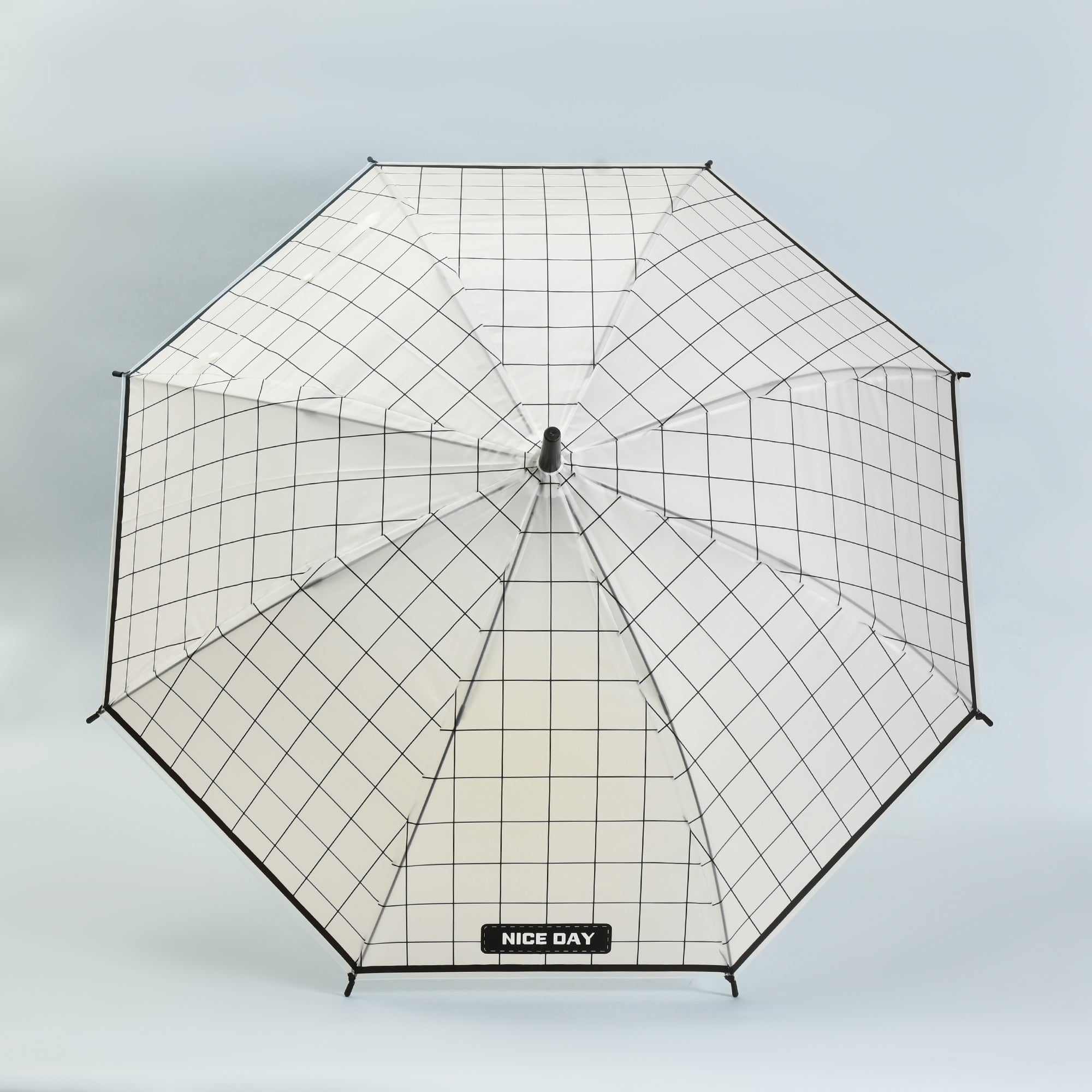 Good Times Umbrella with J Handle — Black and White Grid