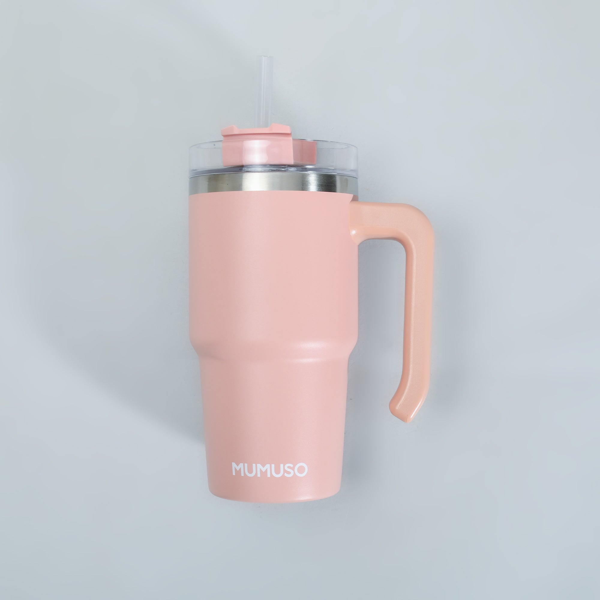 Mumuso Car Insulated Tumbler with Handle & Straw- Pink/ 600ml