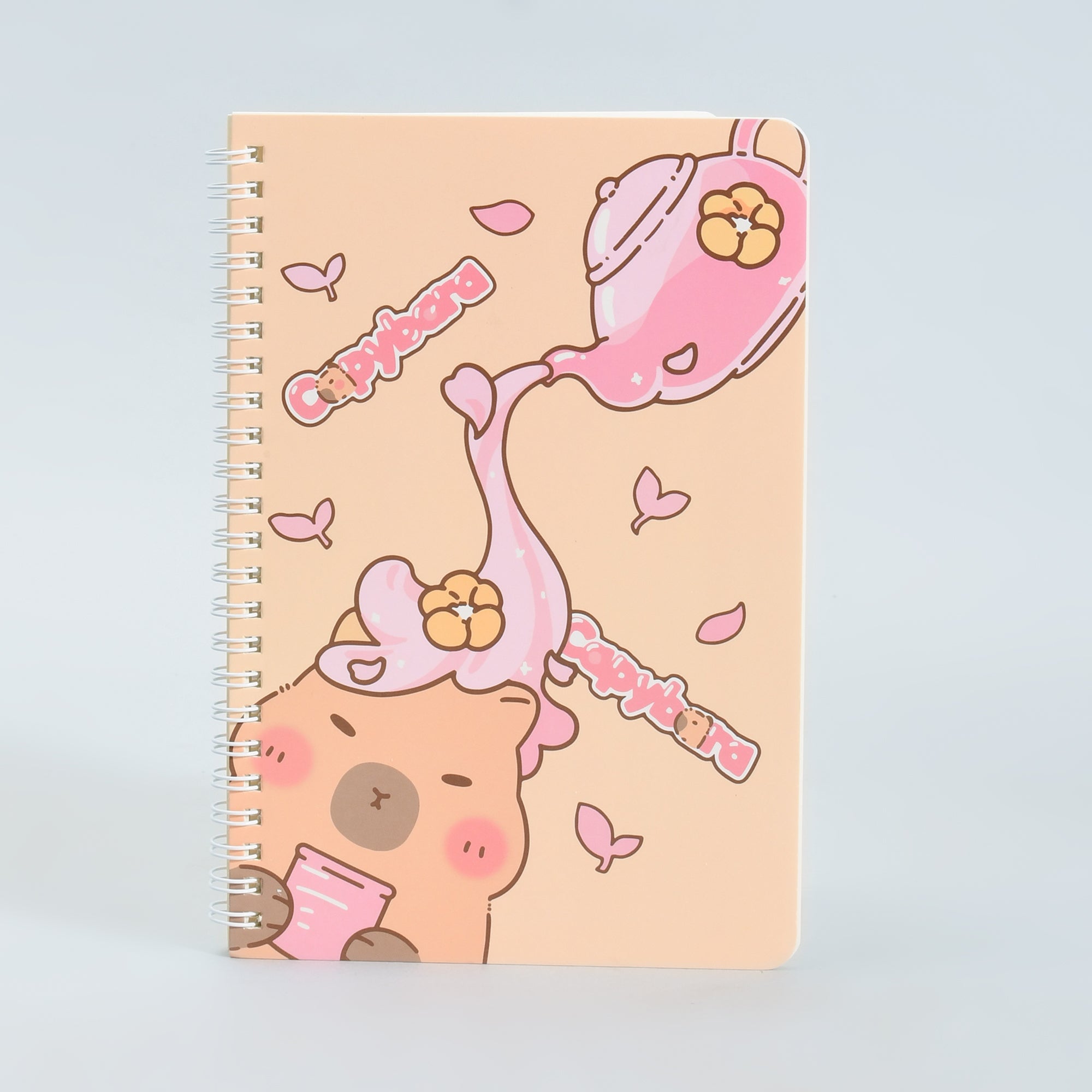 A5 Spiral Bound Dreamy Pink Capybara Spiral Notebook- Ruled Pages