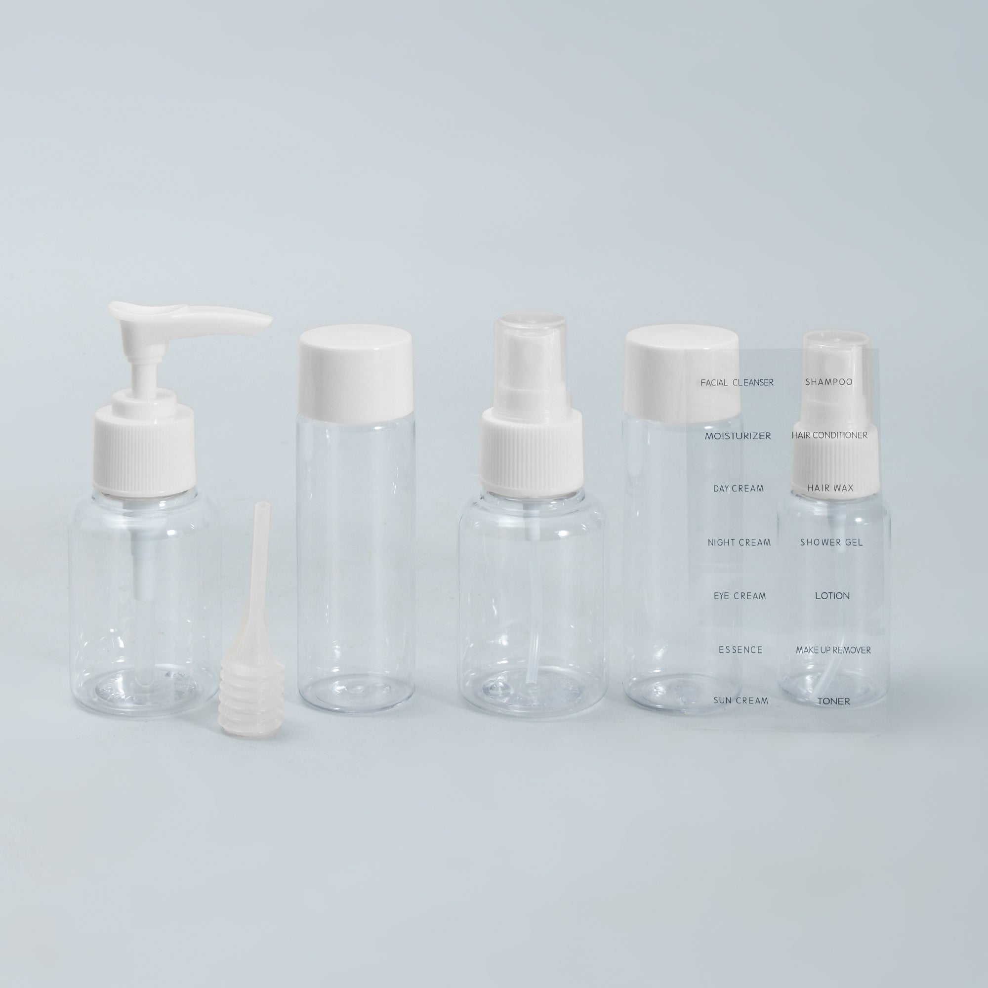 Mumuso Sweet Travel Bottle Set with Zip Pouch and Funnel
