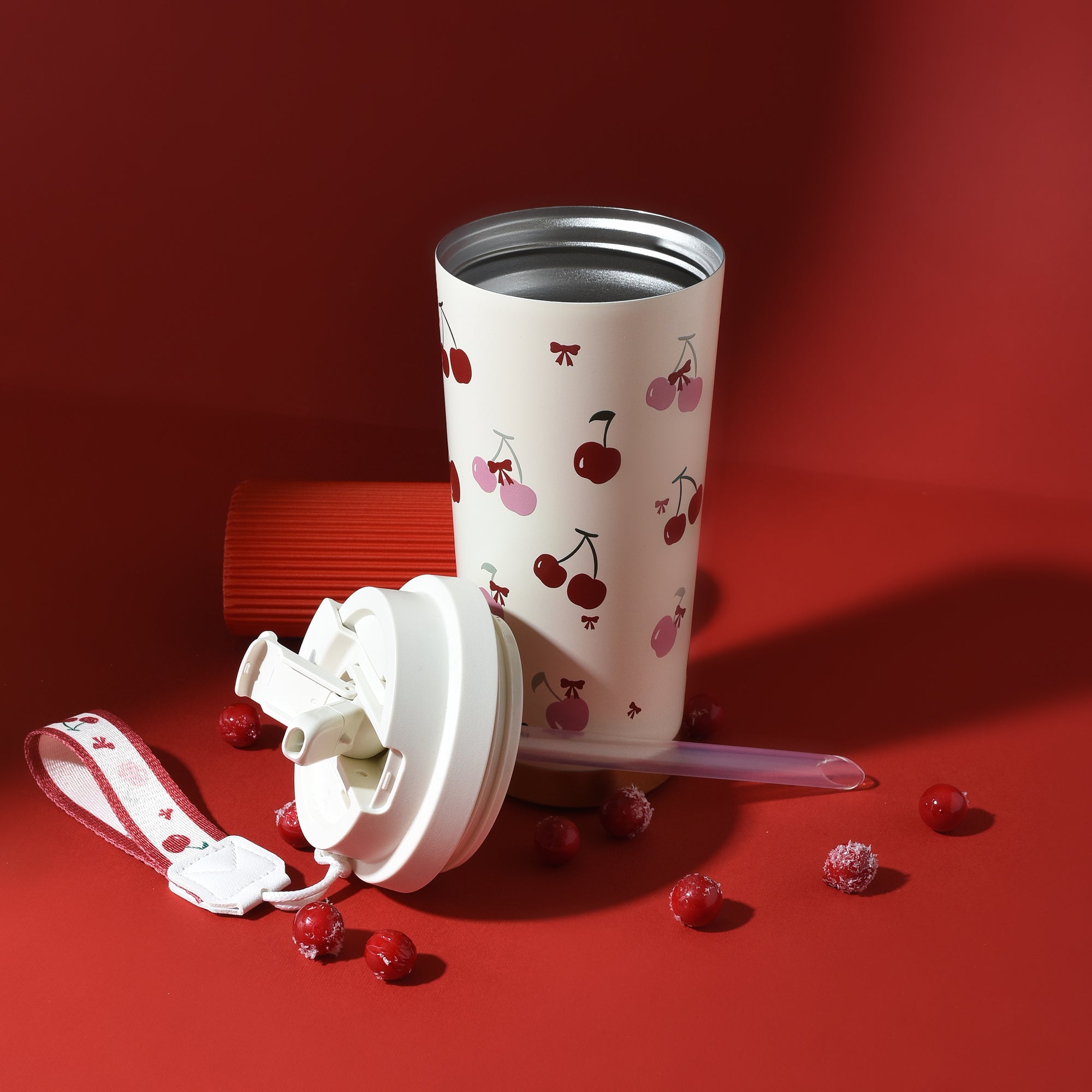 Cherry Insulated Coffee Tumbler - Red/550 ml