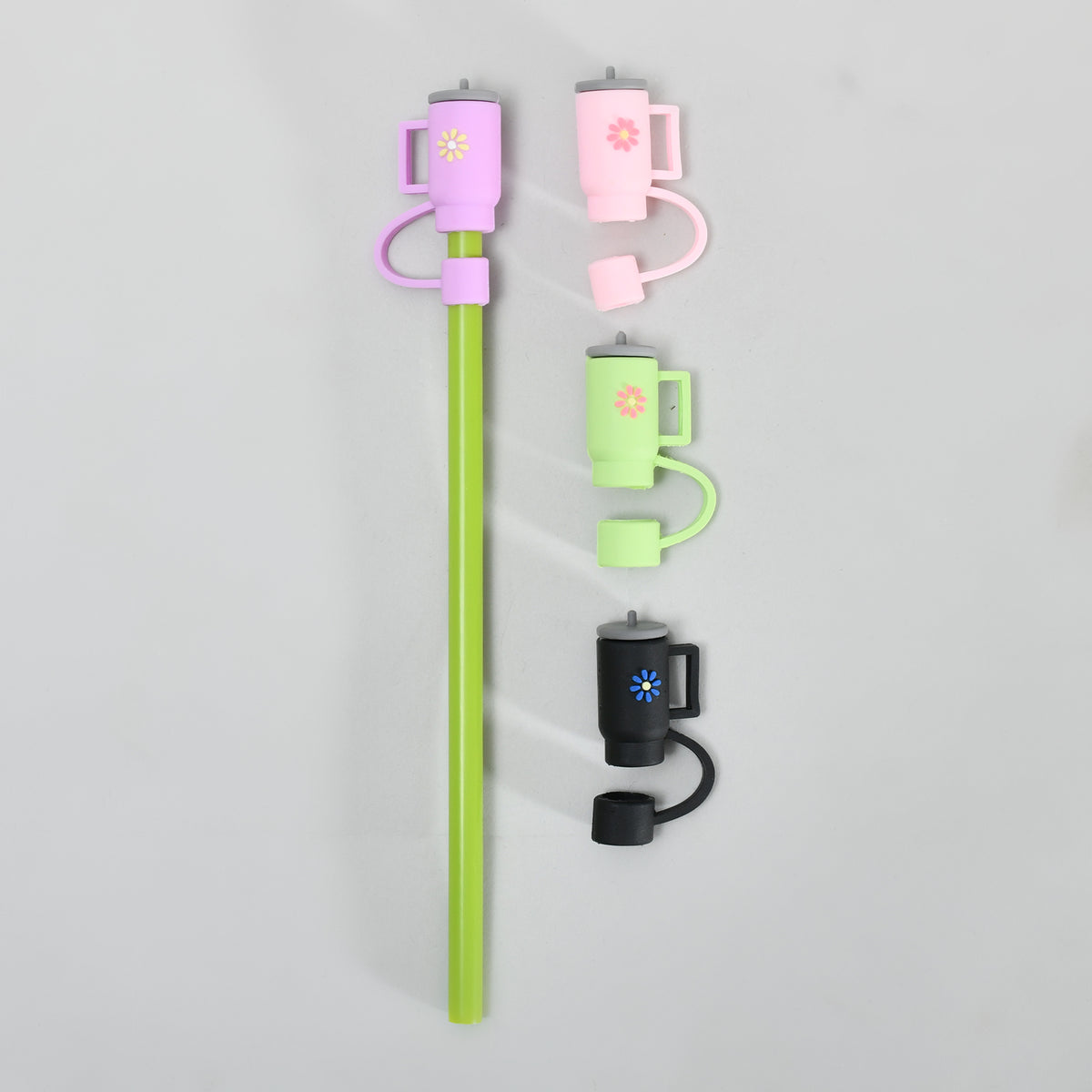 Colourful Straw Toppers - Tumbler Shaped (Pack of 4)/ Assorted