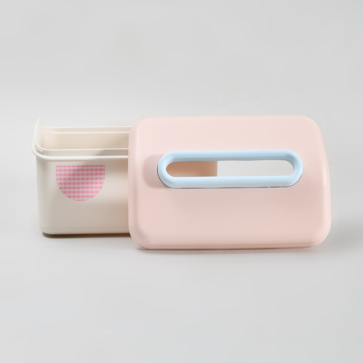 Macaron Series Little House Tissue Box with Wall Mount Sticker- Pink & Blue