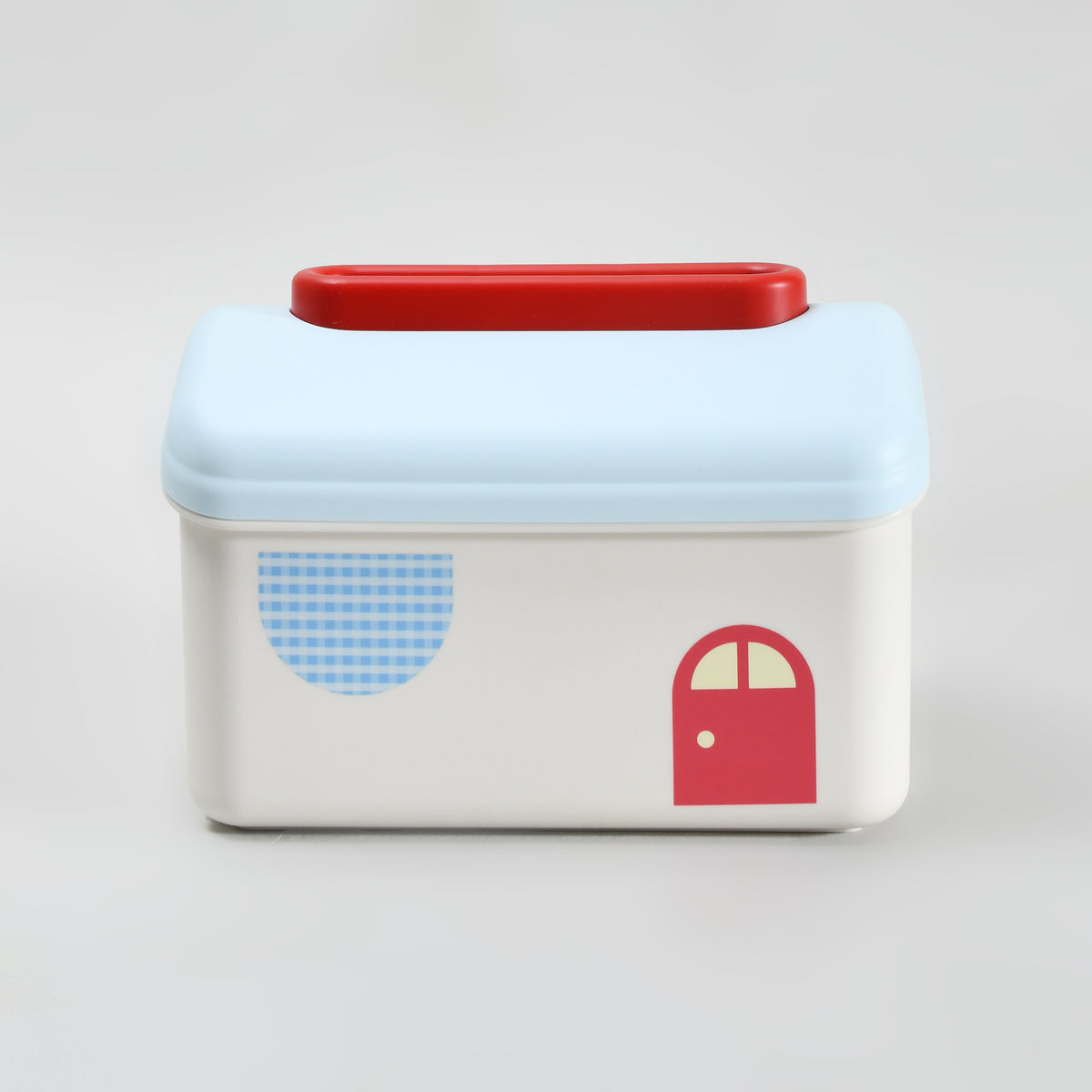 Macaron Series Little House Tissue Box with Wall Mount Sticker- Pink & Blue