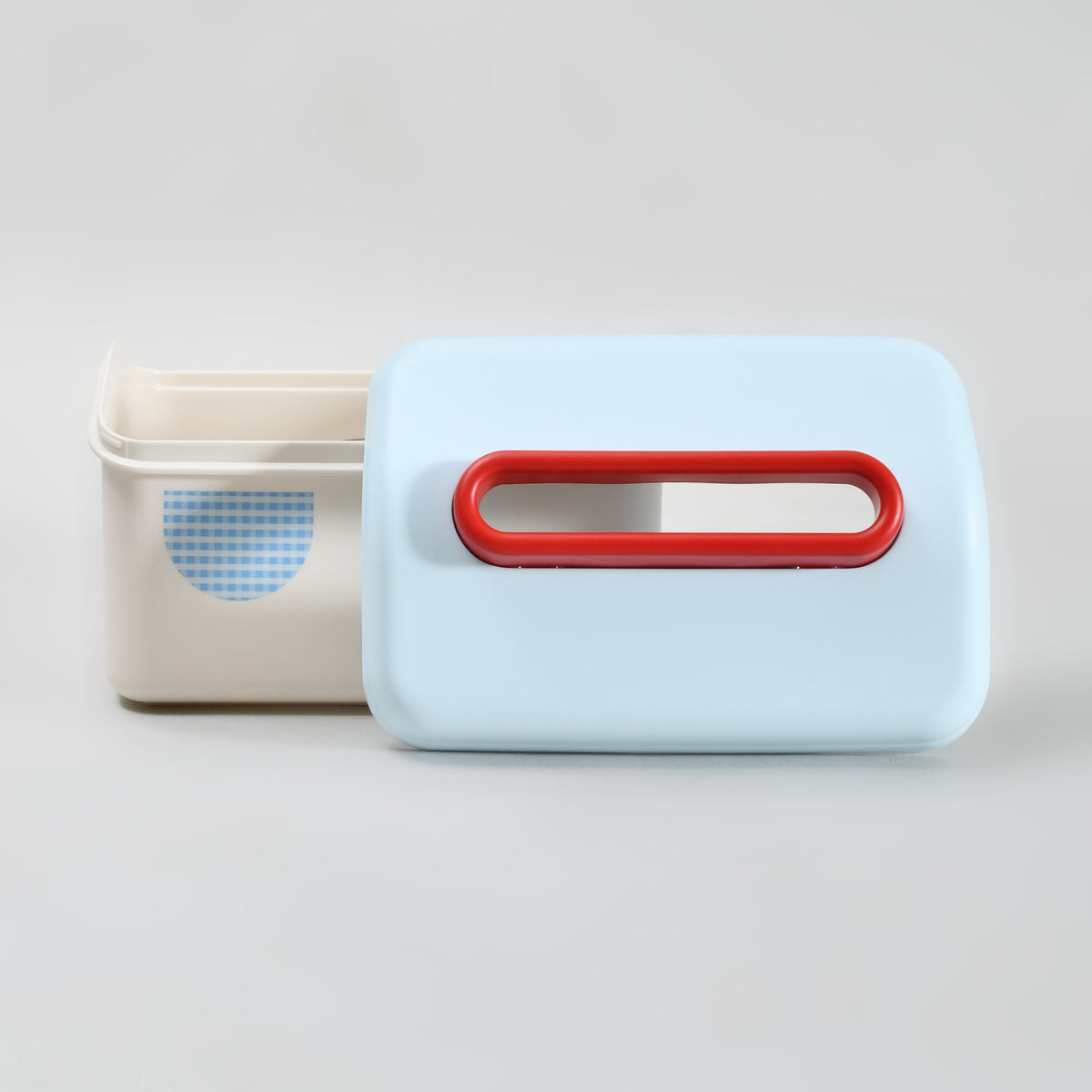 Macaron Series Little House Tissue Box with Wall Mount Sticker- Pink & Blue