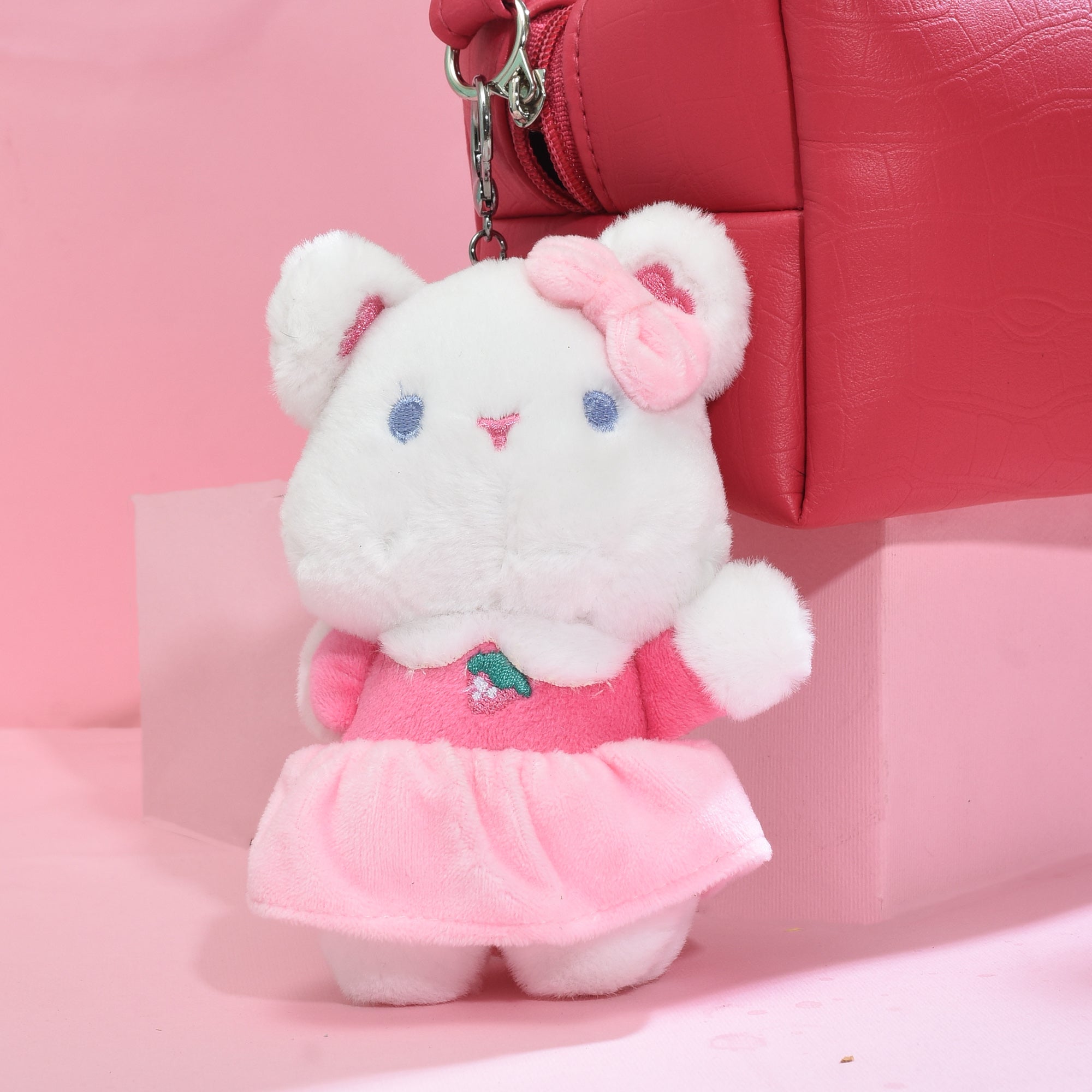 Mumuso Ballerina Bear Plush Keychain- Pink