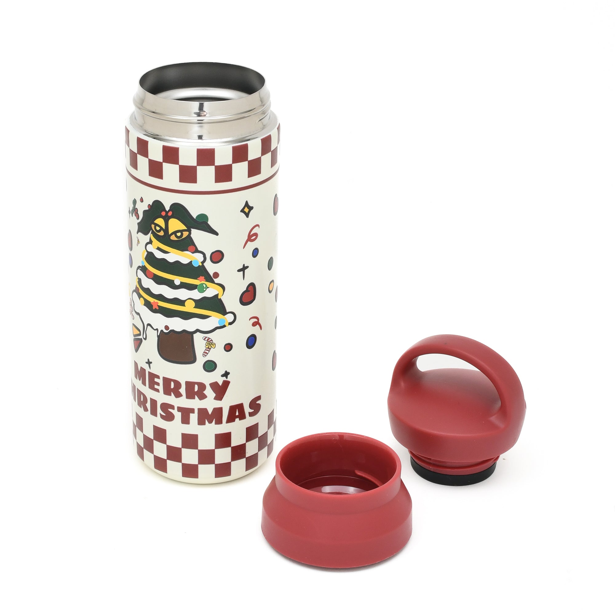 Mumuso Christmas Insulated Water Bottle with Handle (450 ml)