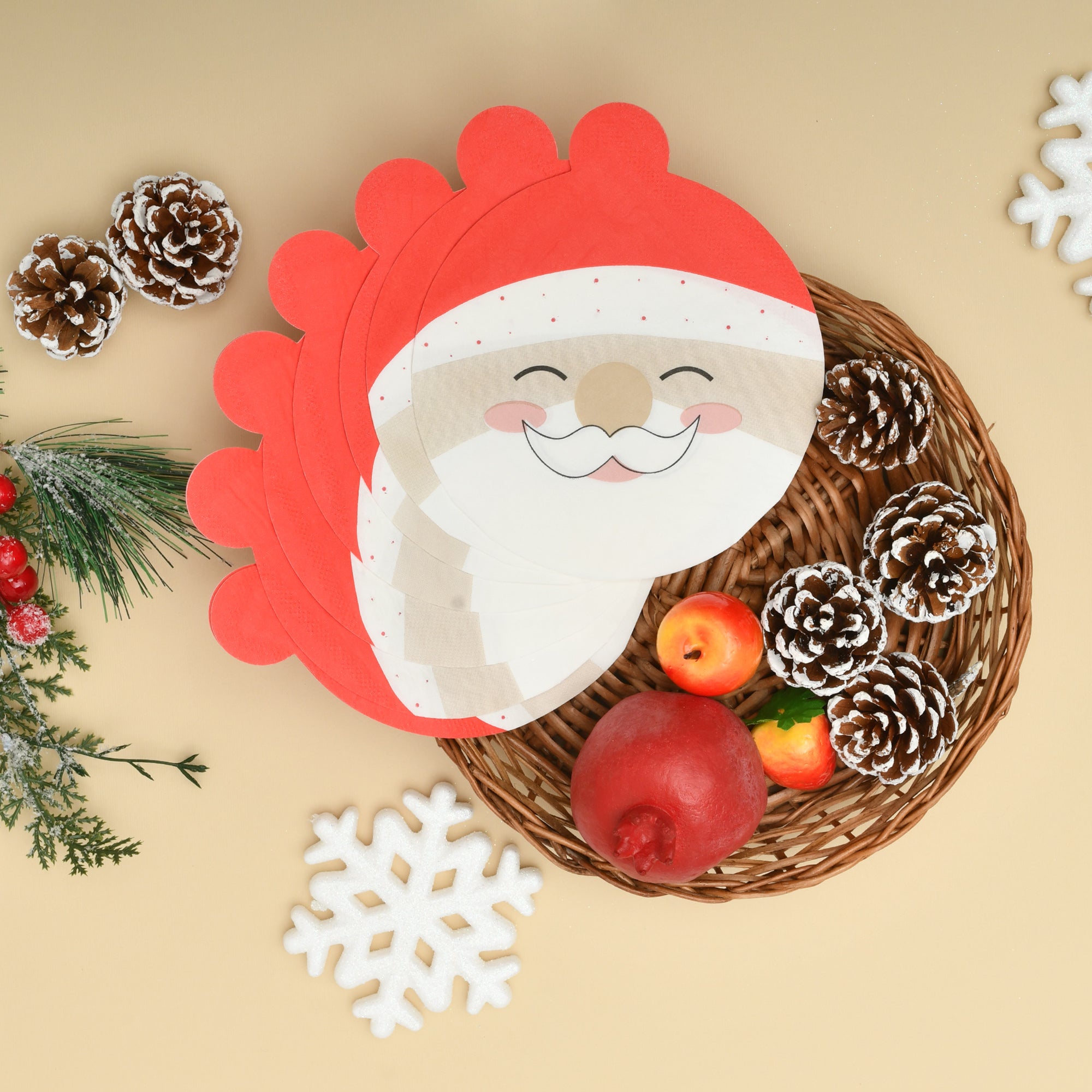 Santa Shaped Christmas Napkins- 20 sheets
