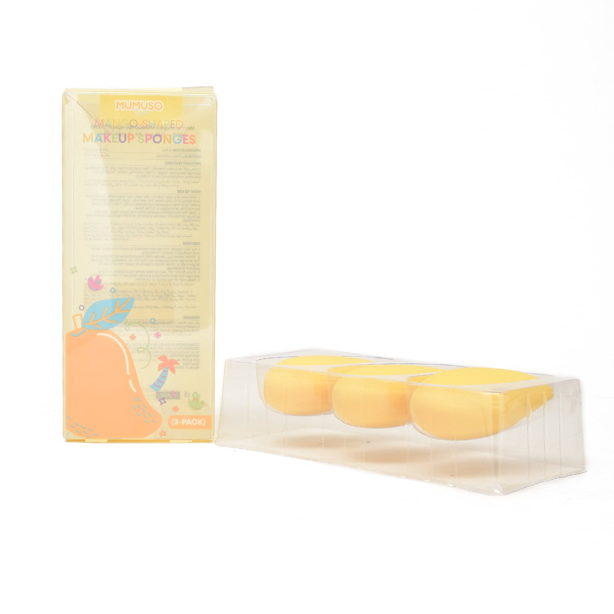 Mumuso Mango-Shaped Makeup Sponges- 3 Pack