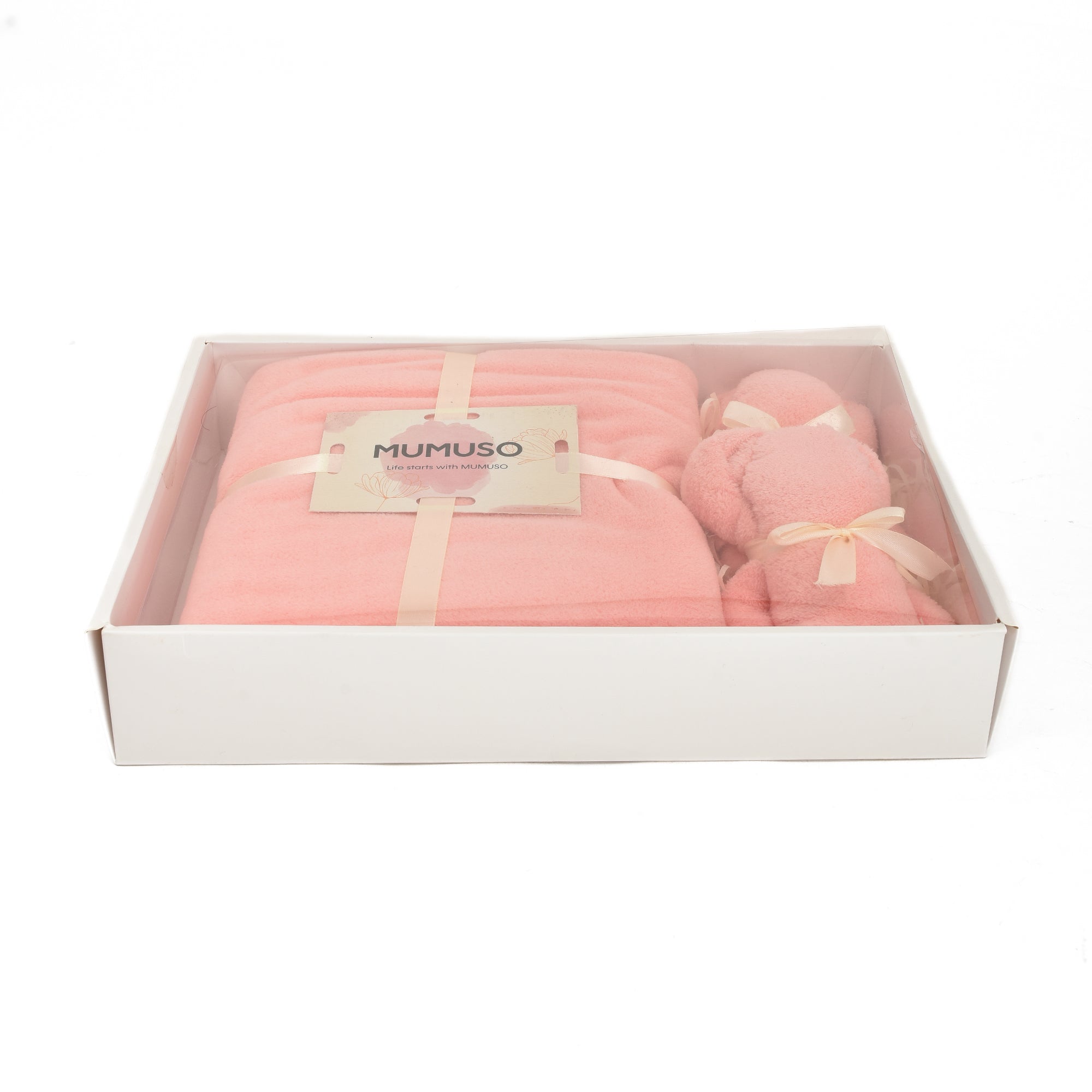 Ultra-Soft Cute Bear Towels Gift Box - Set of 3 / Pink