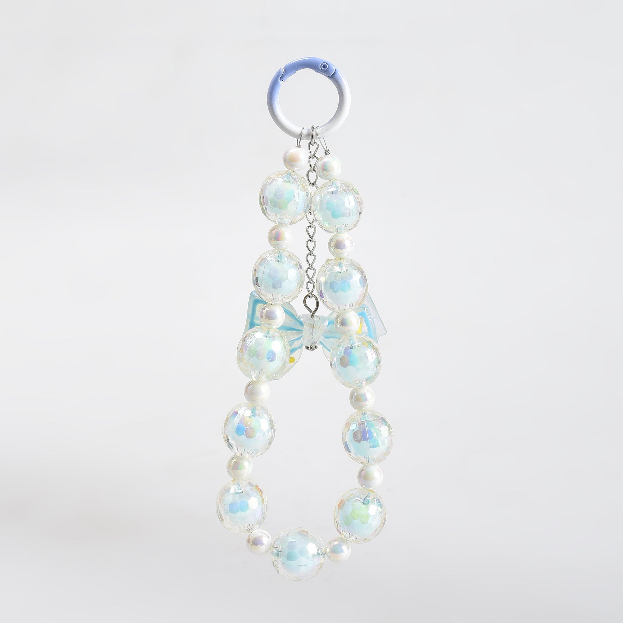 Mumuso Beaded Phone Wrist Strap with Bowknot Keychain- Perfect Mobile Accessory
