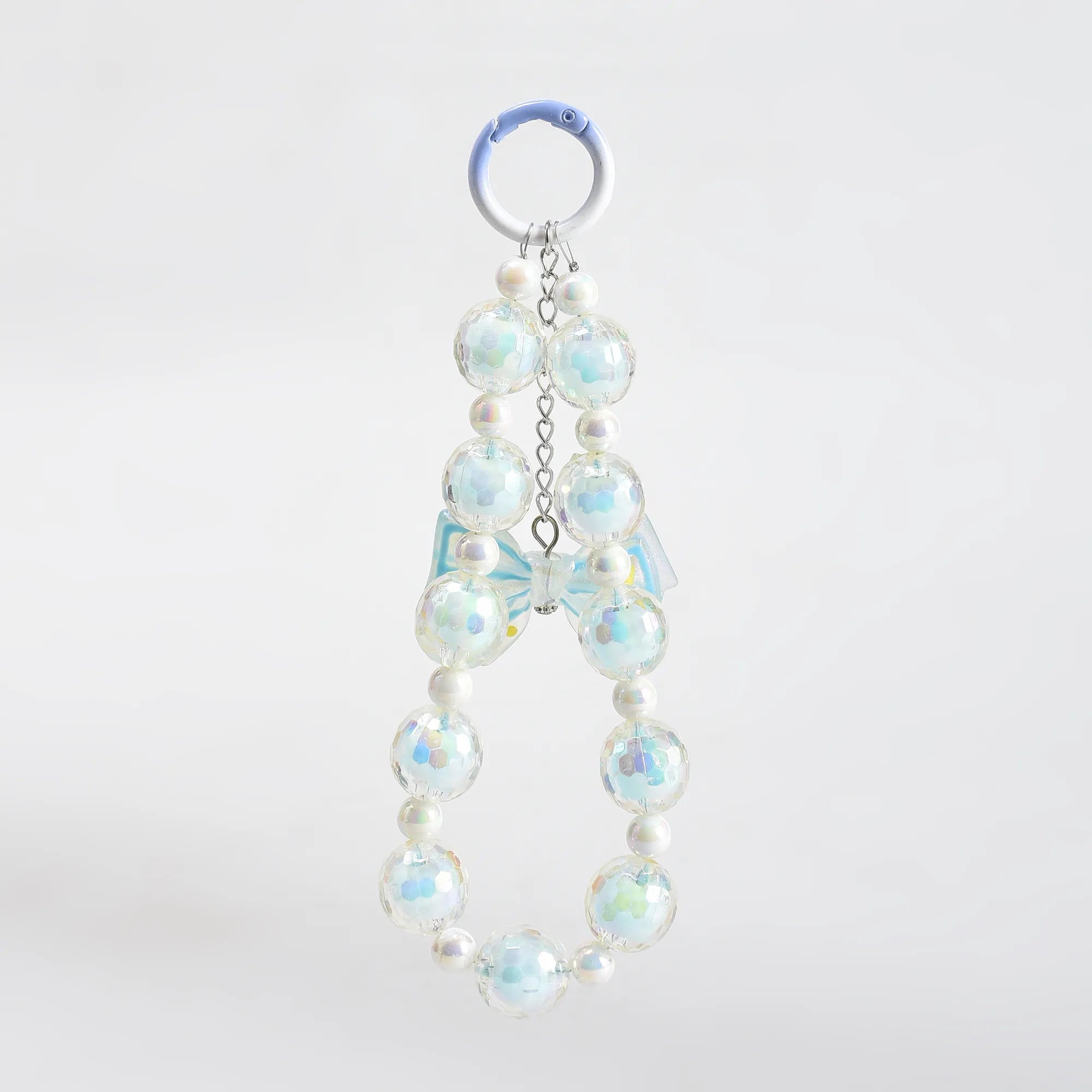 Mumuso Beaded Phone Wrist Strap with Bowknot Keychain- Perfect Mobile Accessory