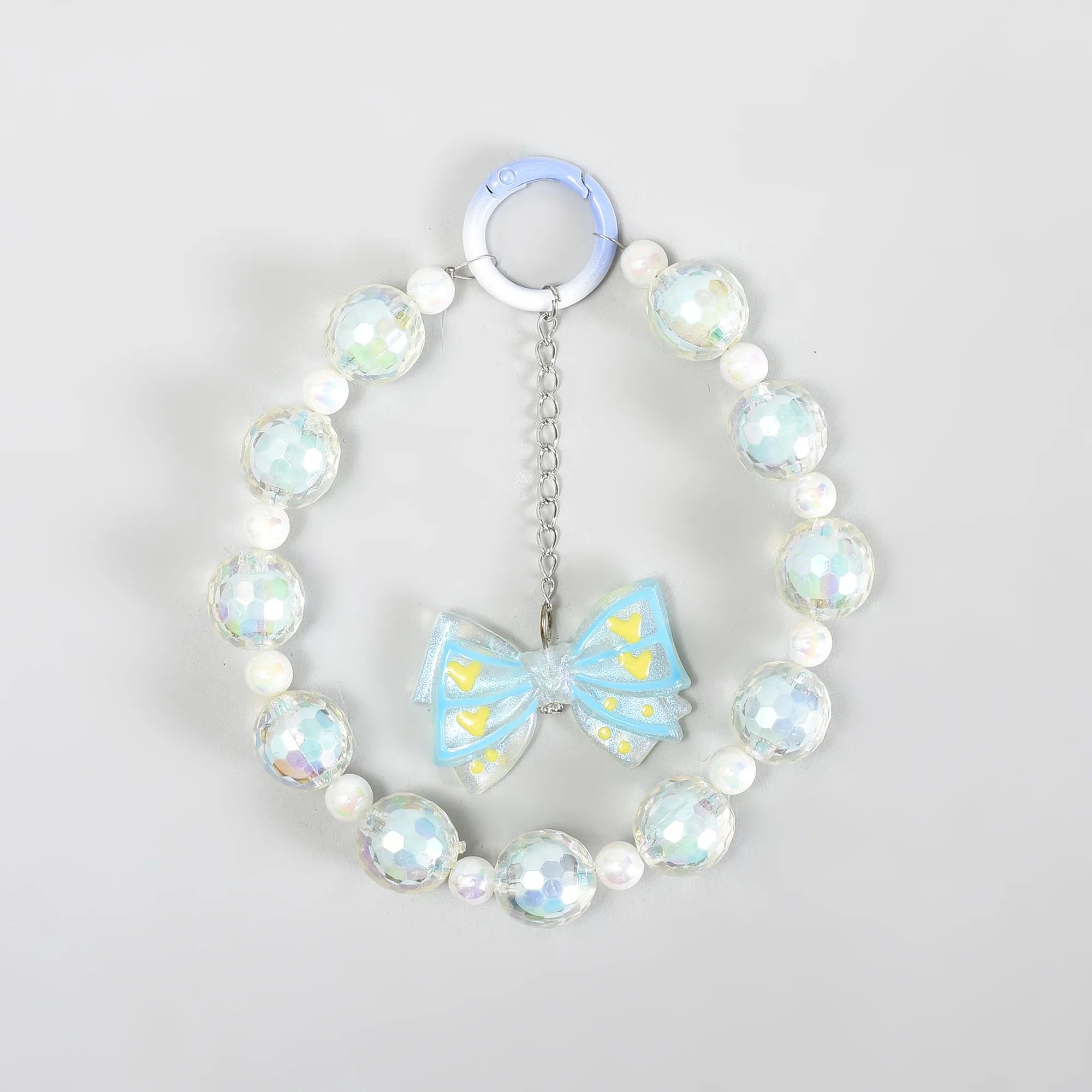 Mumuso Beaded Phone Wrist Strap with Bowknot Keychain- Perfect Mobile Accessory