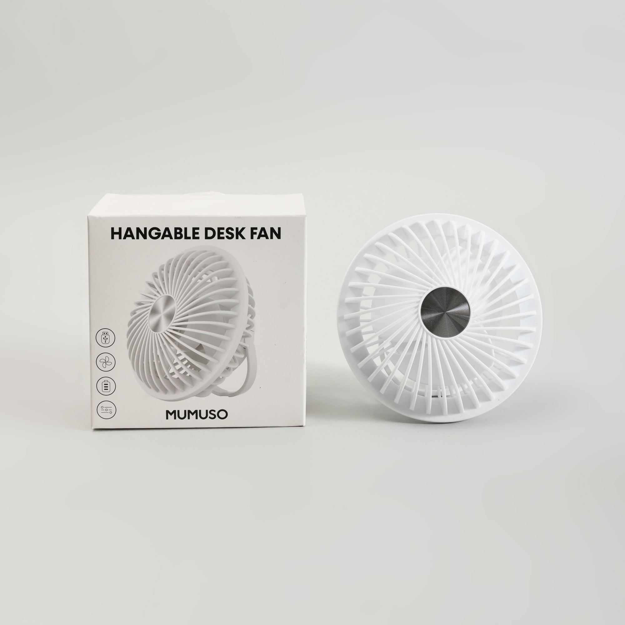 Mumuso White Hangable Desk Fan- 180 Rotation Stand