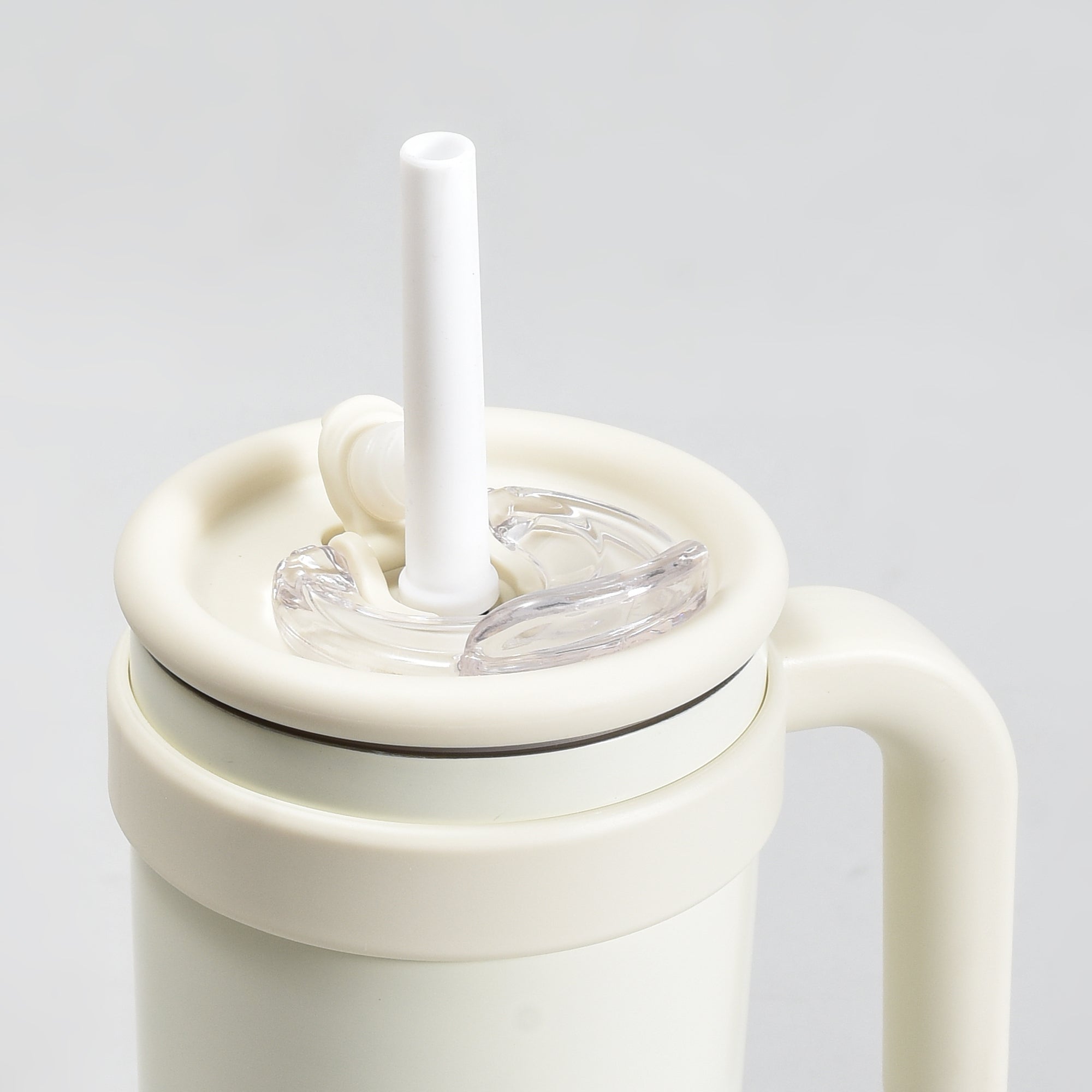 Mumuso Large Capacity Insulated Tumbler with Handle- Beige/ 1200ML