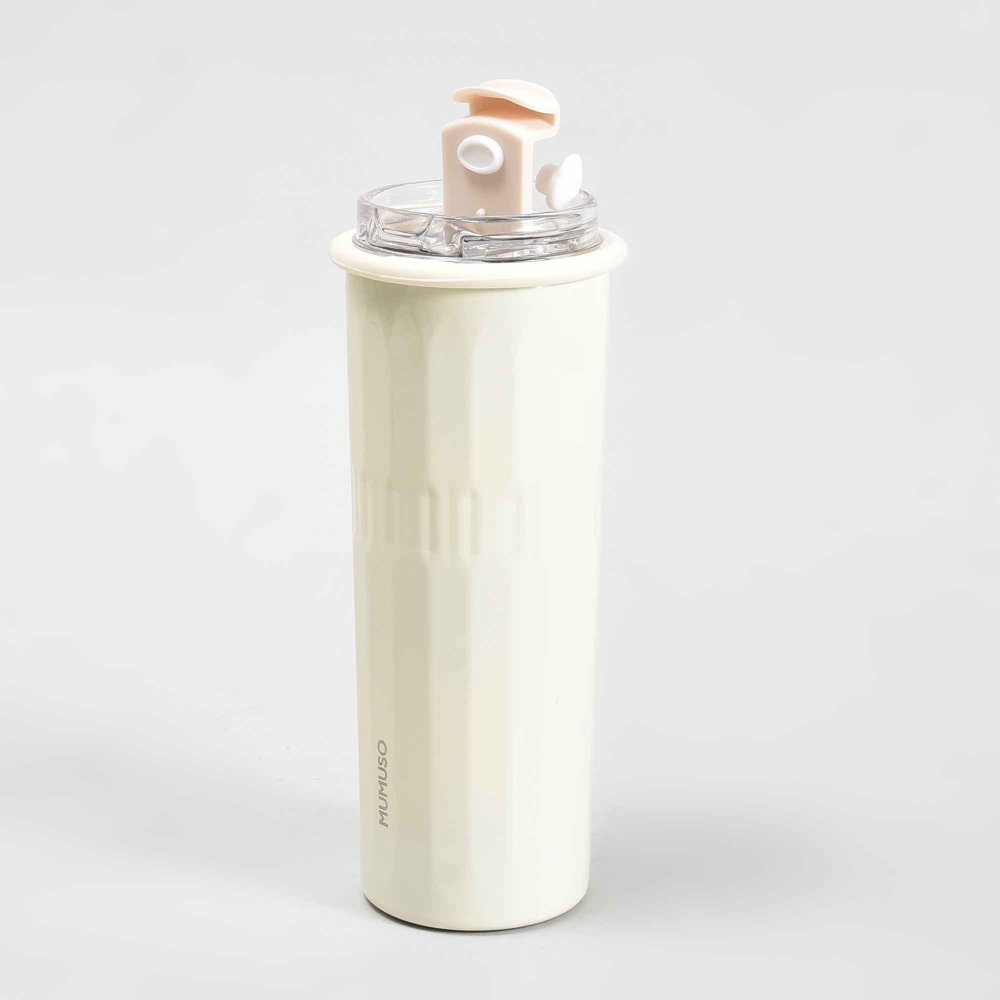 Mumuso Minimalist Insulate Tumbler with Flip Straw- OffWhite/500ml