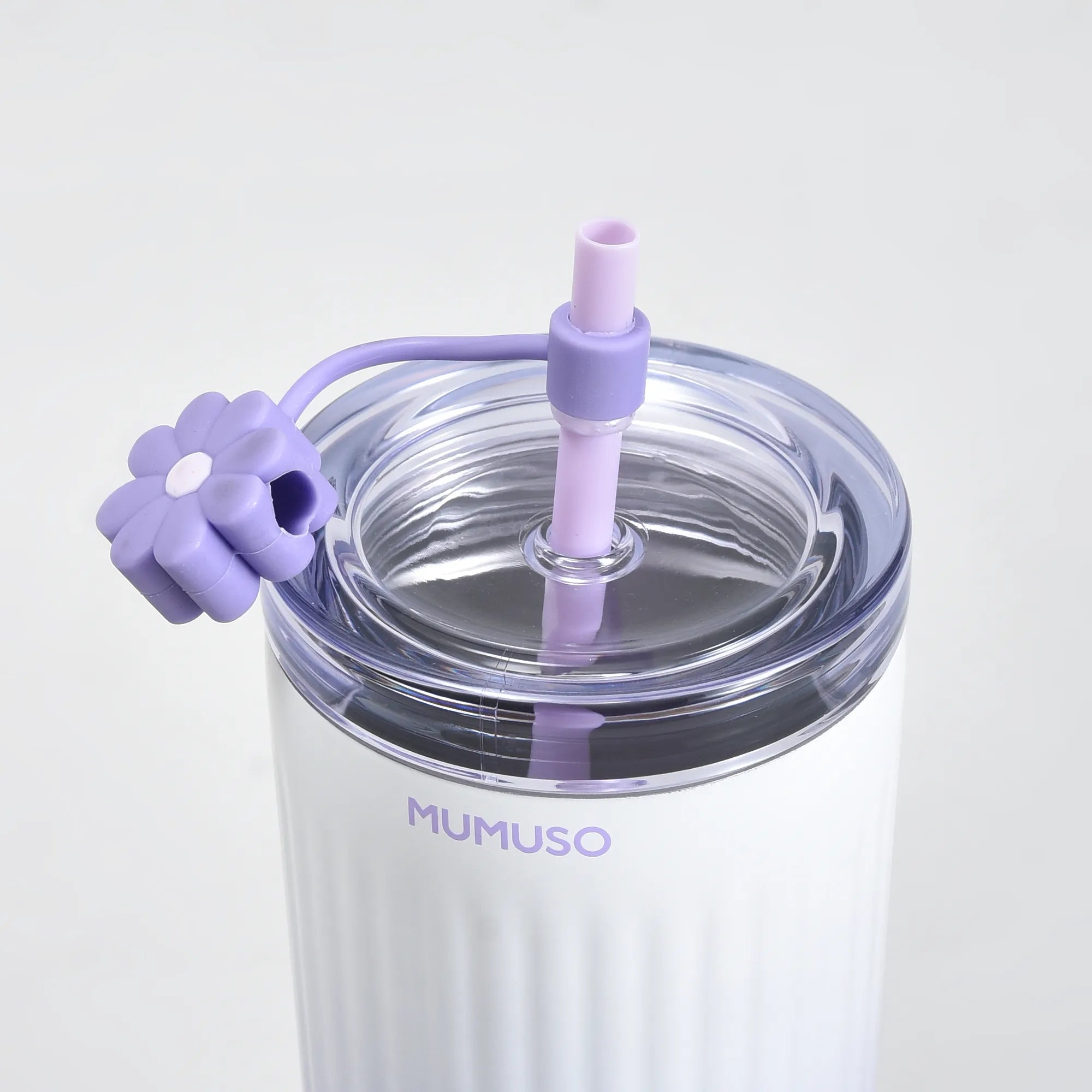 Mumuso Floral Series Ribbed Insulated Tumbler- 600ML/ Purple