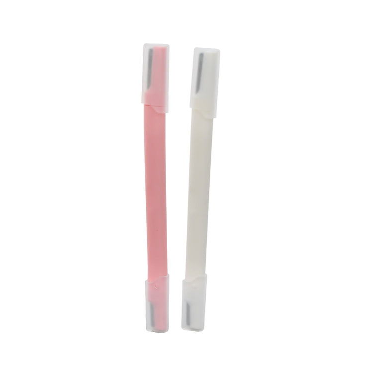 S-Shaped Dual End Eyebrow Razor - White & Pink Mumuso