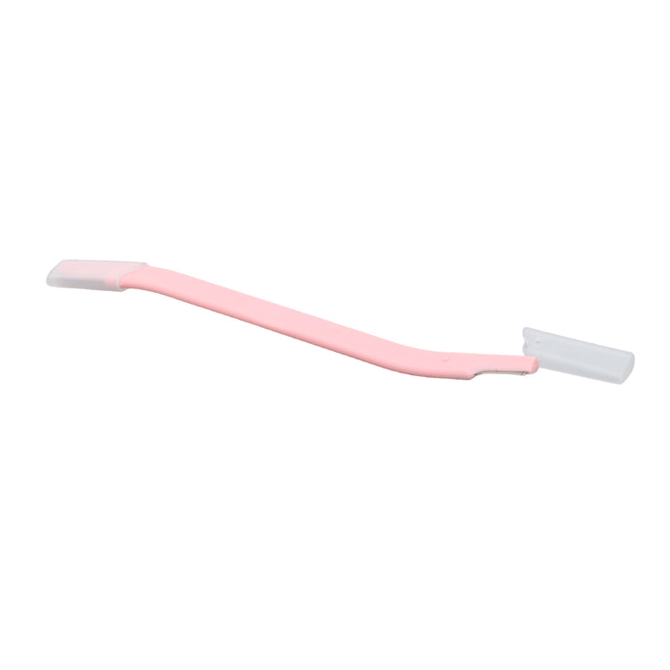 S-Shaped Dual End Eyebrow Razor - White & Pink Mumuso