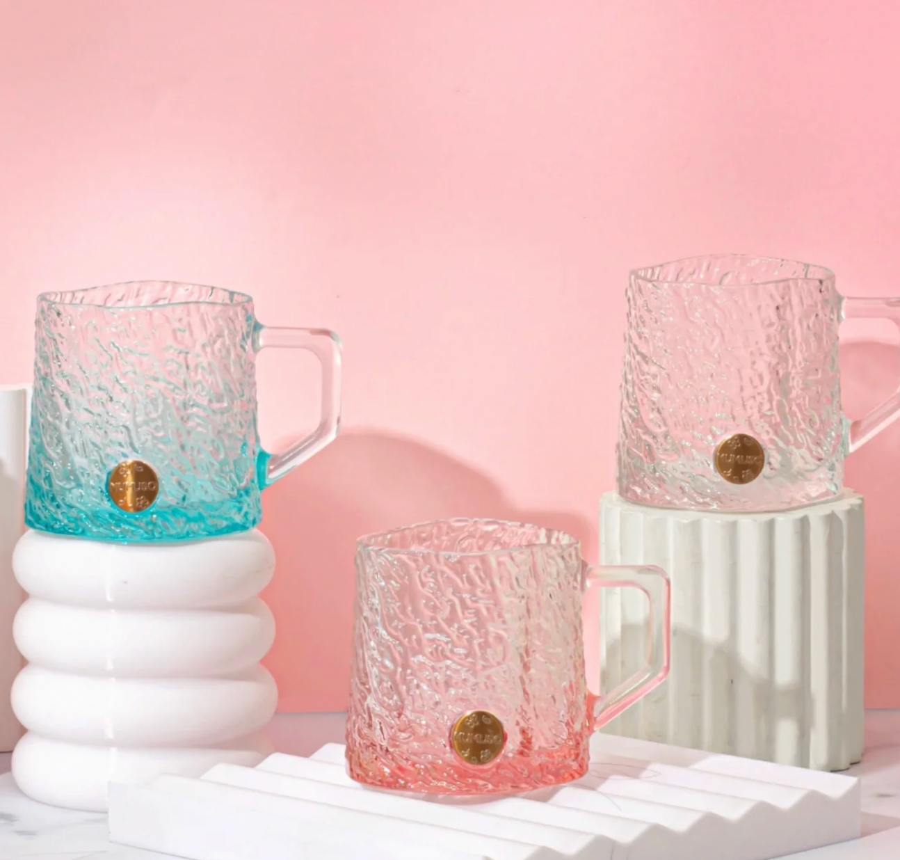 Dazzling Glass Cherry Blossom Glass Cup- 260ml