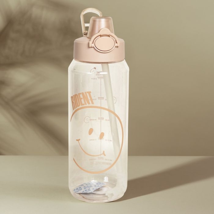 Smiling Face Plastic Water Bottle - Pink Mumuso