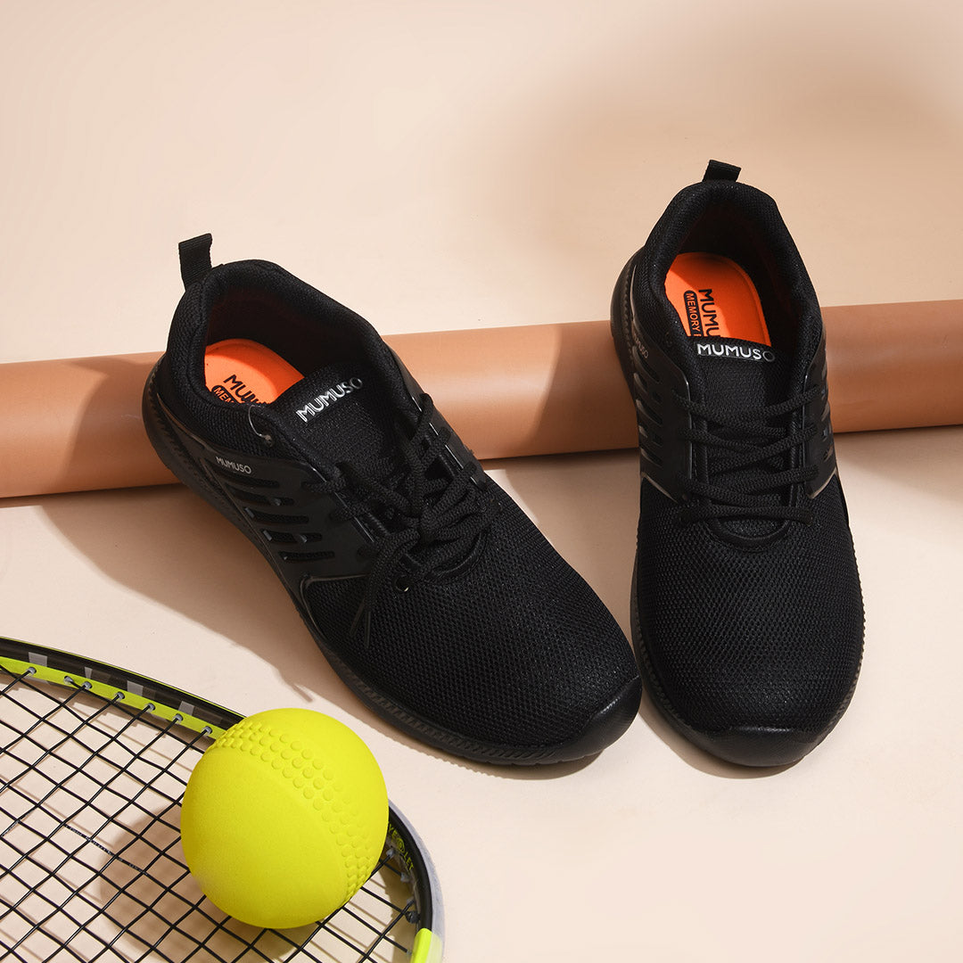 Black mesh tennis clearance shoes