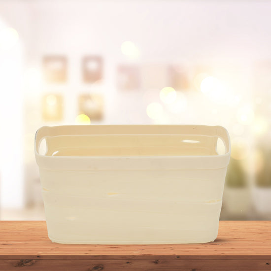 Versatile White Storage Basket Mumuso
