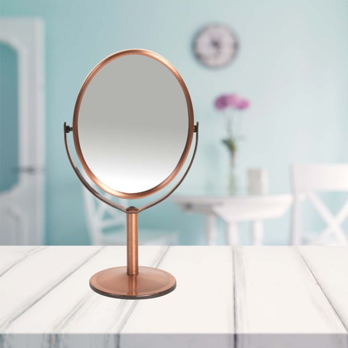 Vintage Oval Copper Mirror Mumuso