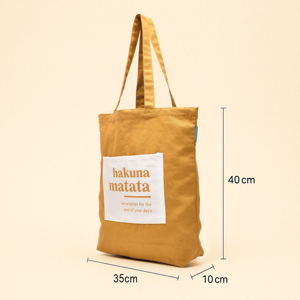 Mumuso "Hakuna Matata" Tote Bag - Dark Amber