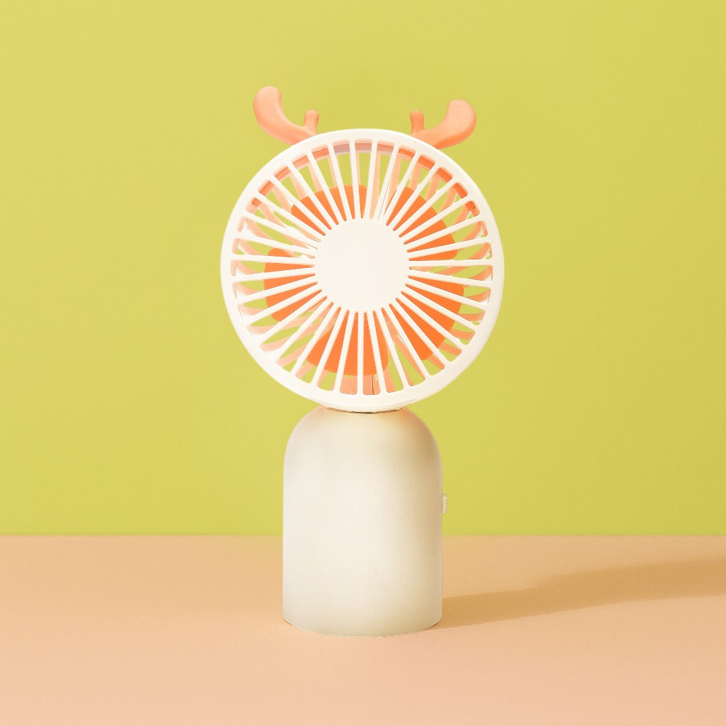 Mini Electric Handfan with Antlers- Pink/ White/ Green