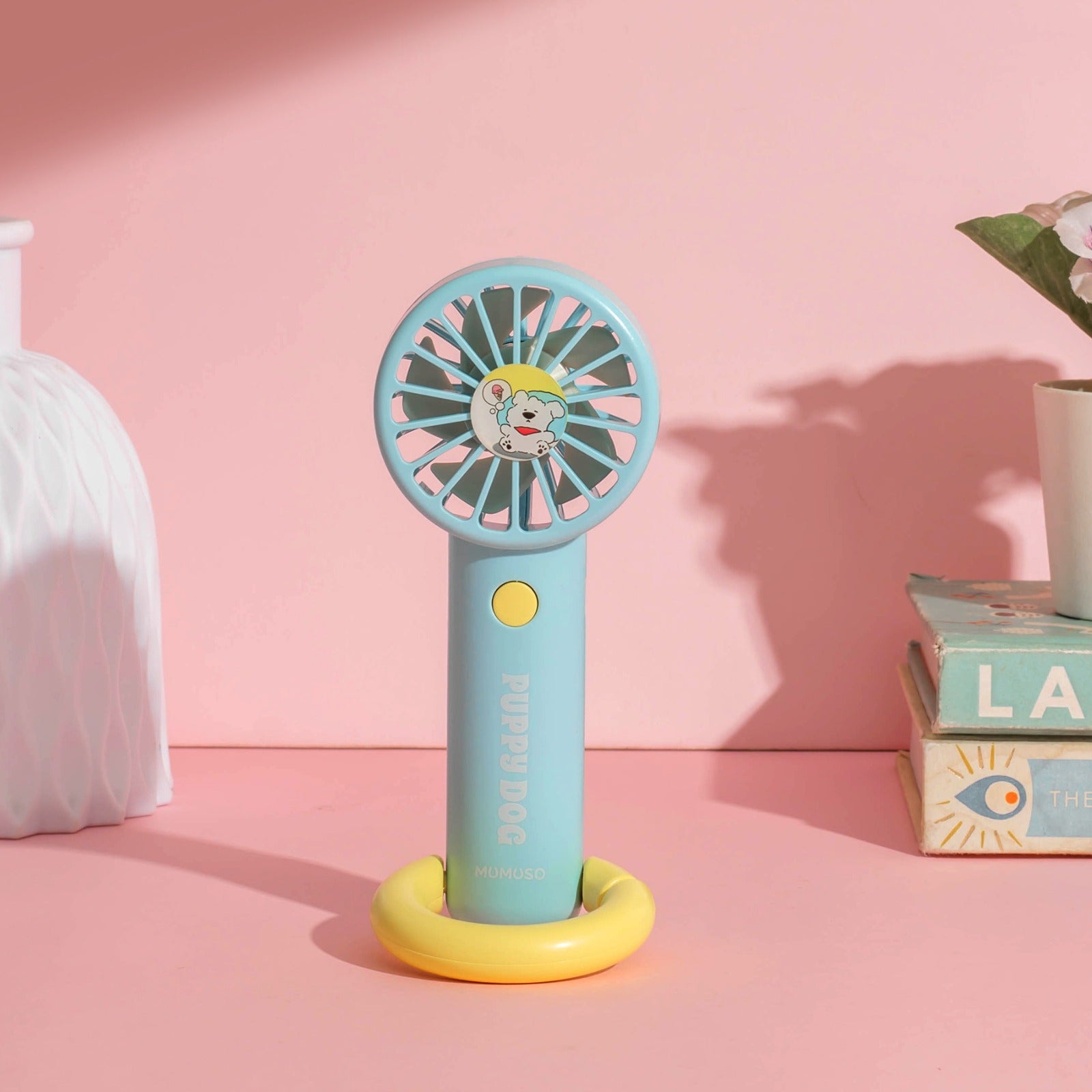 Electric Mini Handheld Fan with Carabiner- Pink/ White/ Blue