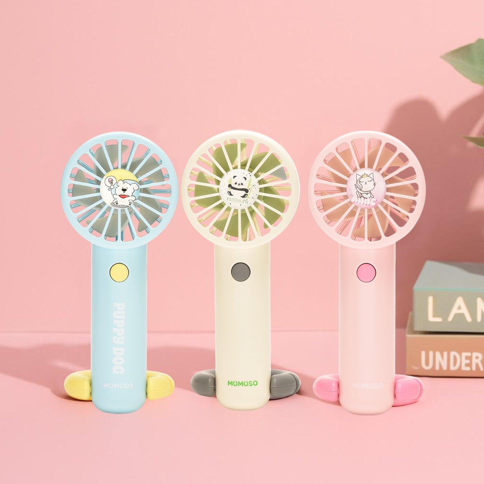 Electric Mini Handheld Fan with Carabiner- Pink/ White/ Blue
