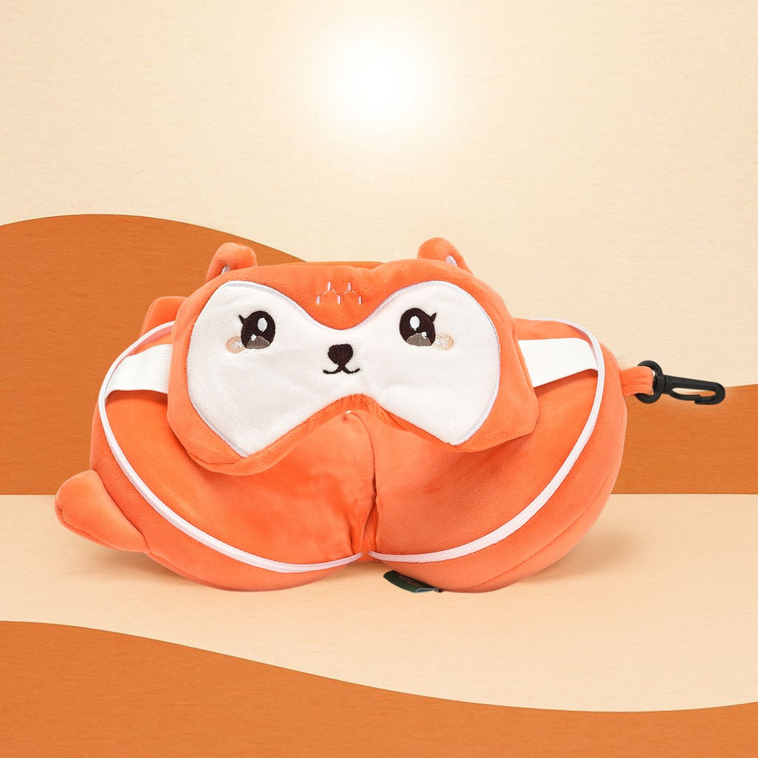 Dual Use Cartoon Plush Neck Pillow- Eyemask Combo