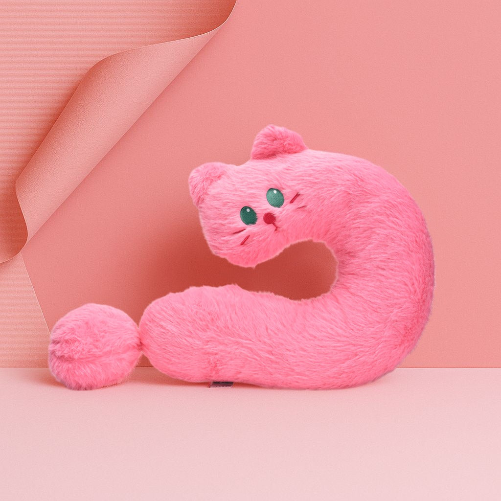 Plushy Pink Cat Neck Pillow