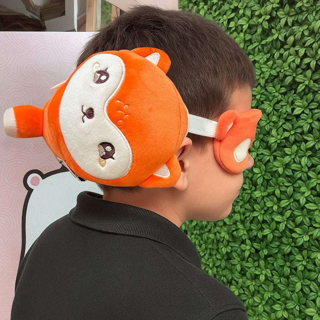 Dual Use Cartoon Plush Neck Pillow- Eyemask Combo