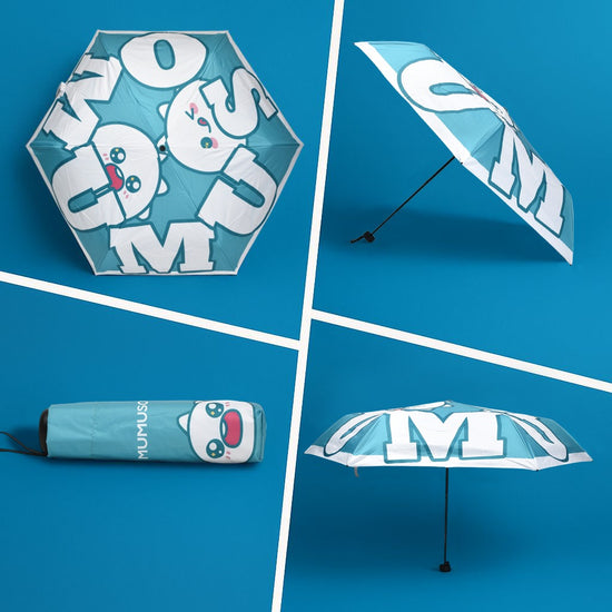 MUMUSO Compact Cartoon Umbrella – Teal Pop Edition
