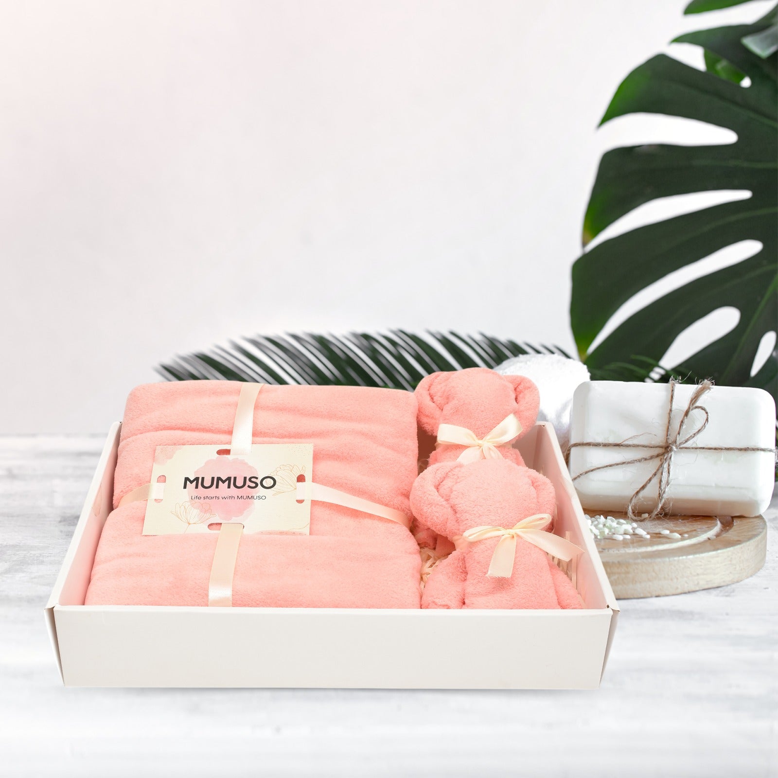 Ultra-Soft Cute Bear Towels Gift Box - Set of 3 / Pink