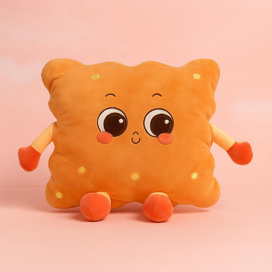 Funny Toast-Shaped Hand Warmer Pillow - Pink / Coffee Brown