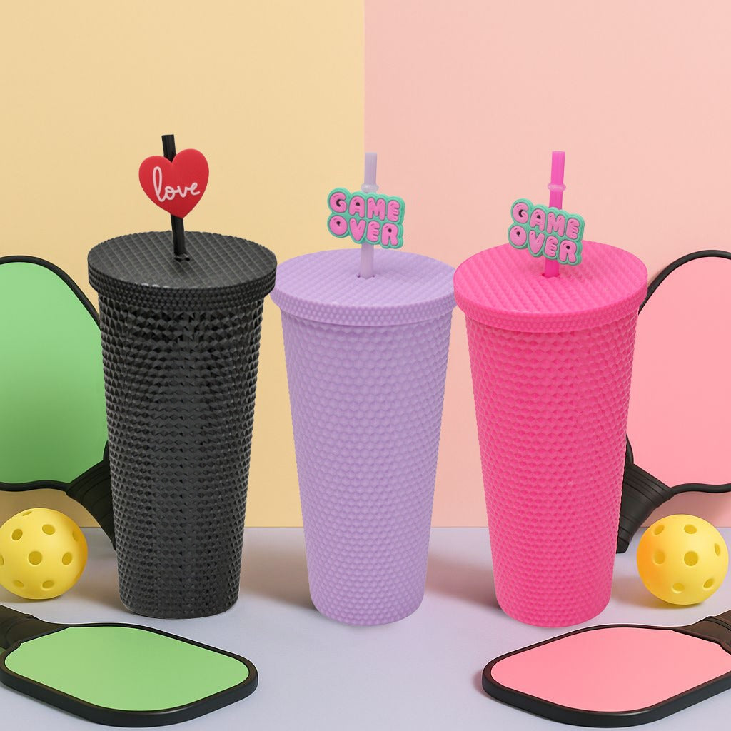 Studded Tumbler with Lid & Straw - 700 ml