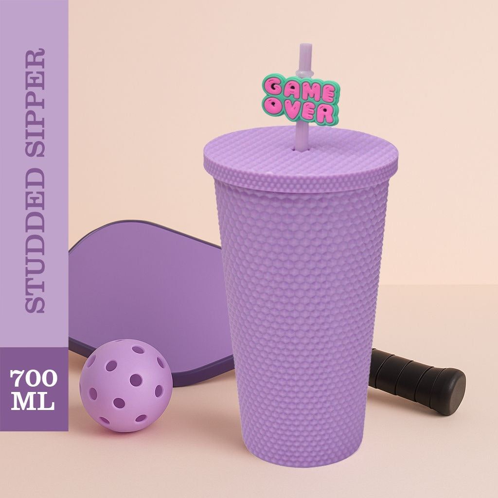 Studded Tumbler with Lid & Straw - 700 ml
