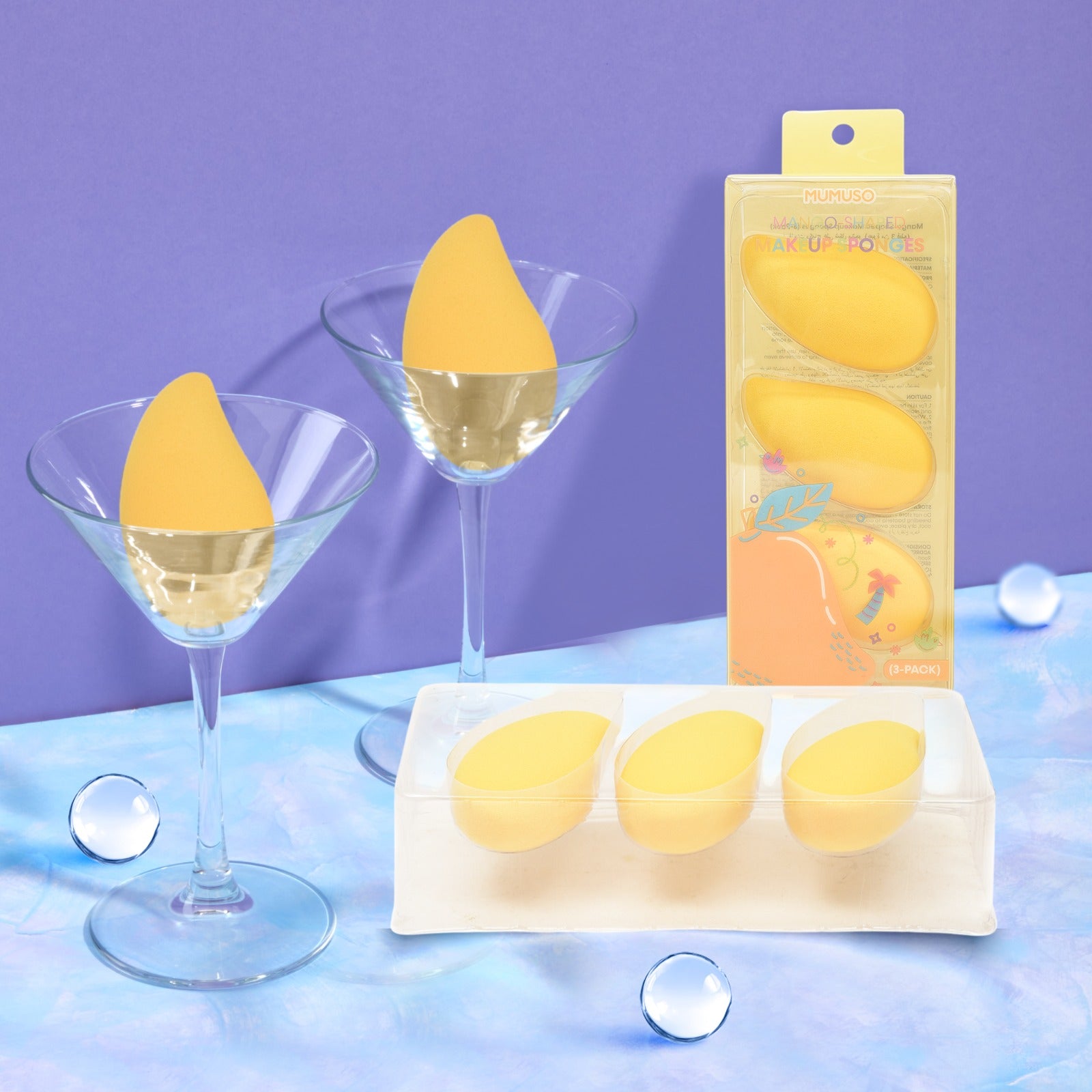 Mumuso Mango-Shaped Makeup Sponges- 3 Pack